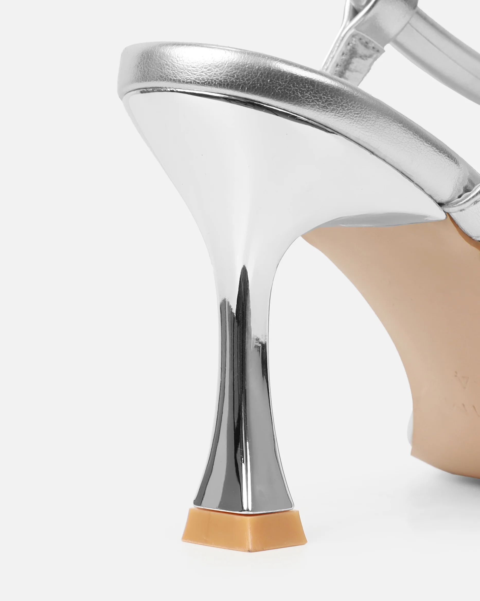 Hazal Silver Metallic Mid Heeled Sandals - Image 3