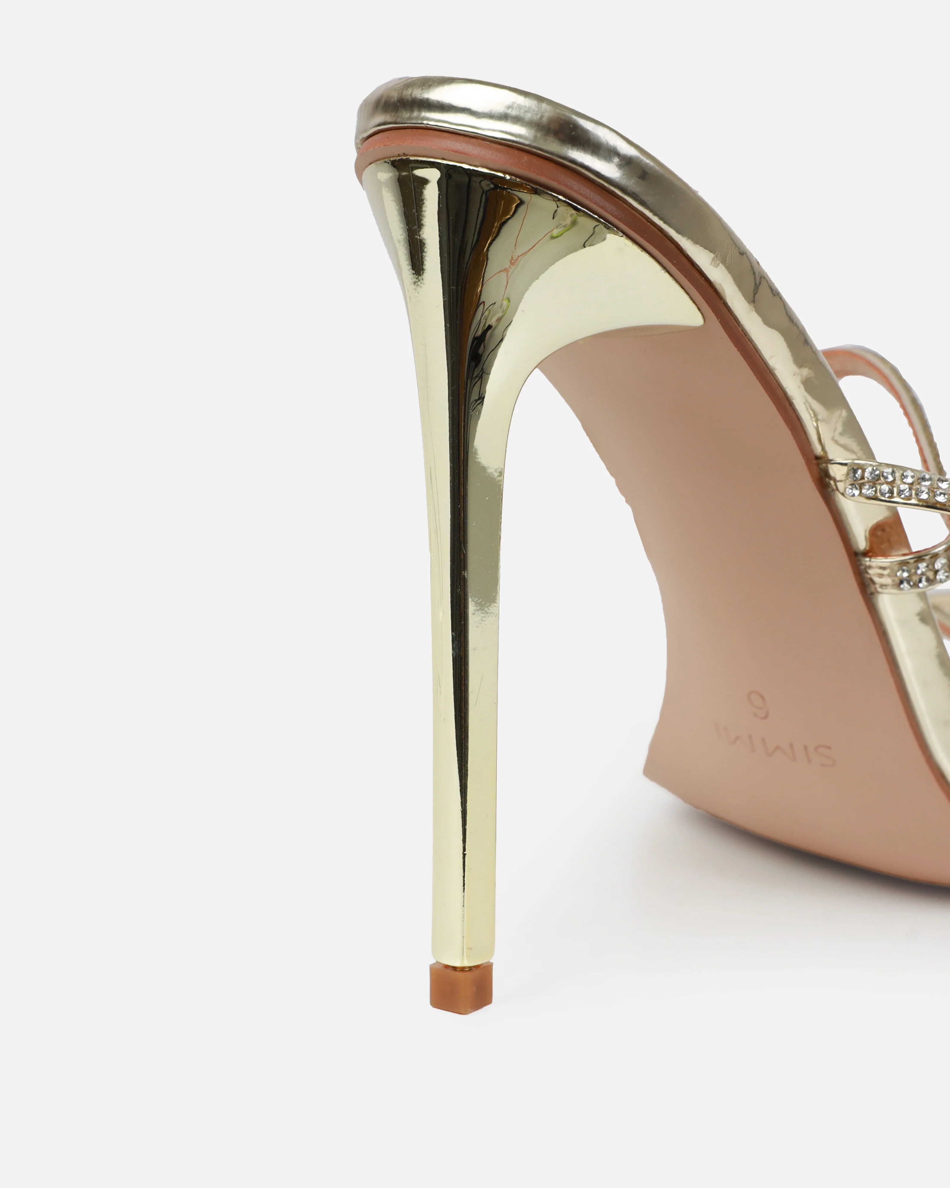 Ignite Light Gold Diamante Lace Up Stiletto Heels - Image 3