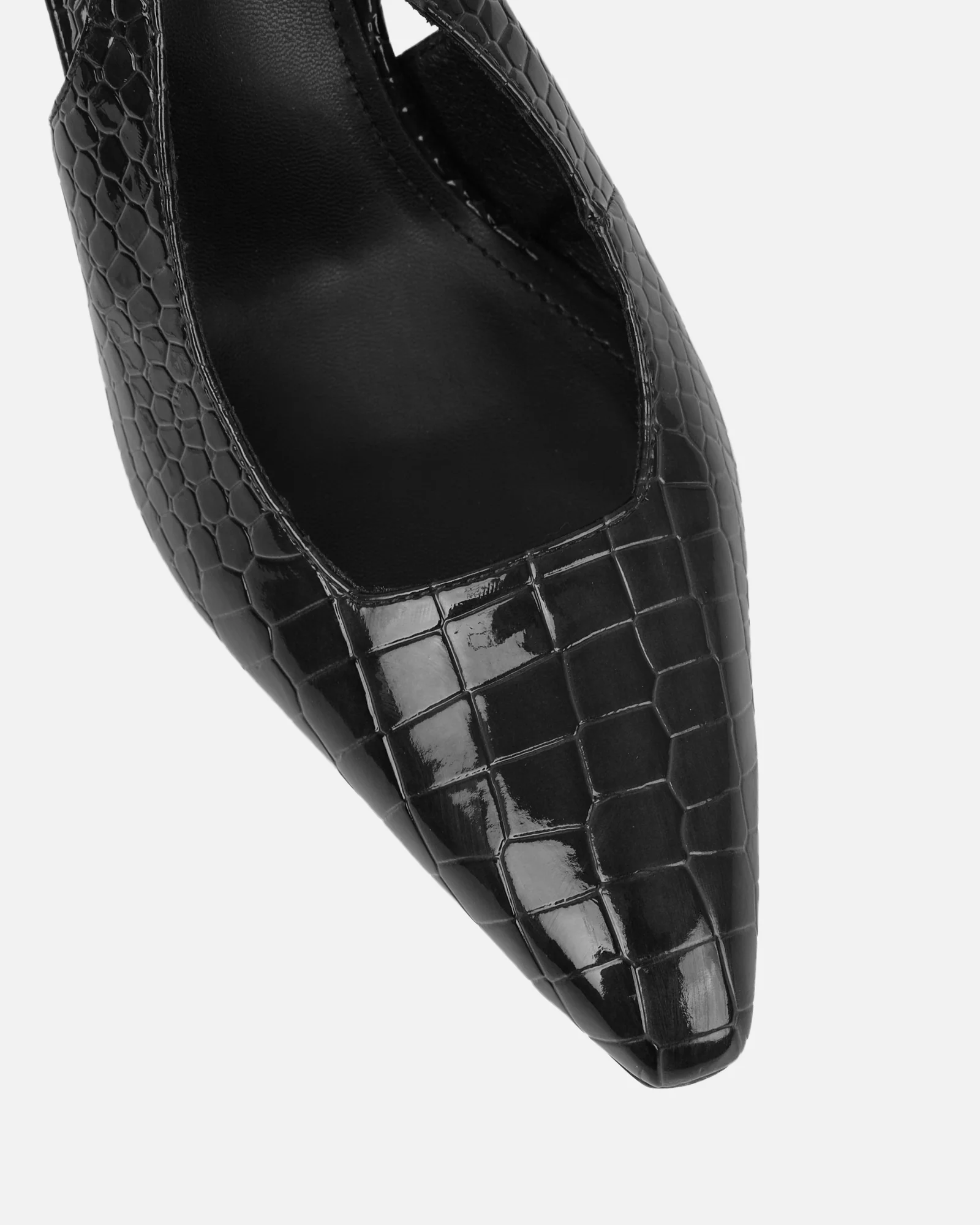 Indira Black Croc Effect Slingback Court Shoes - Image 4