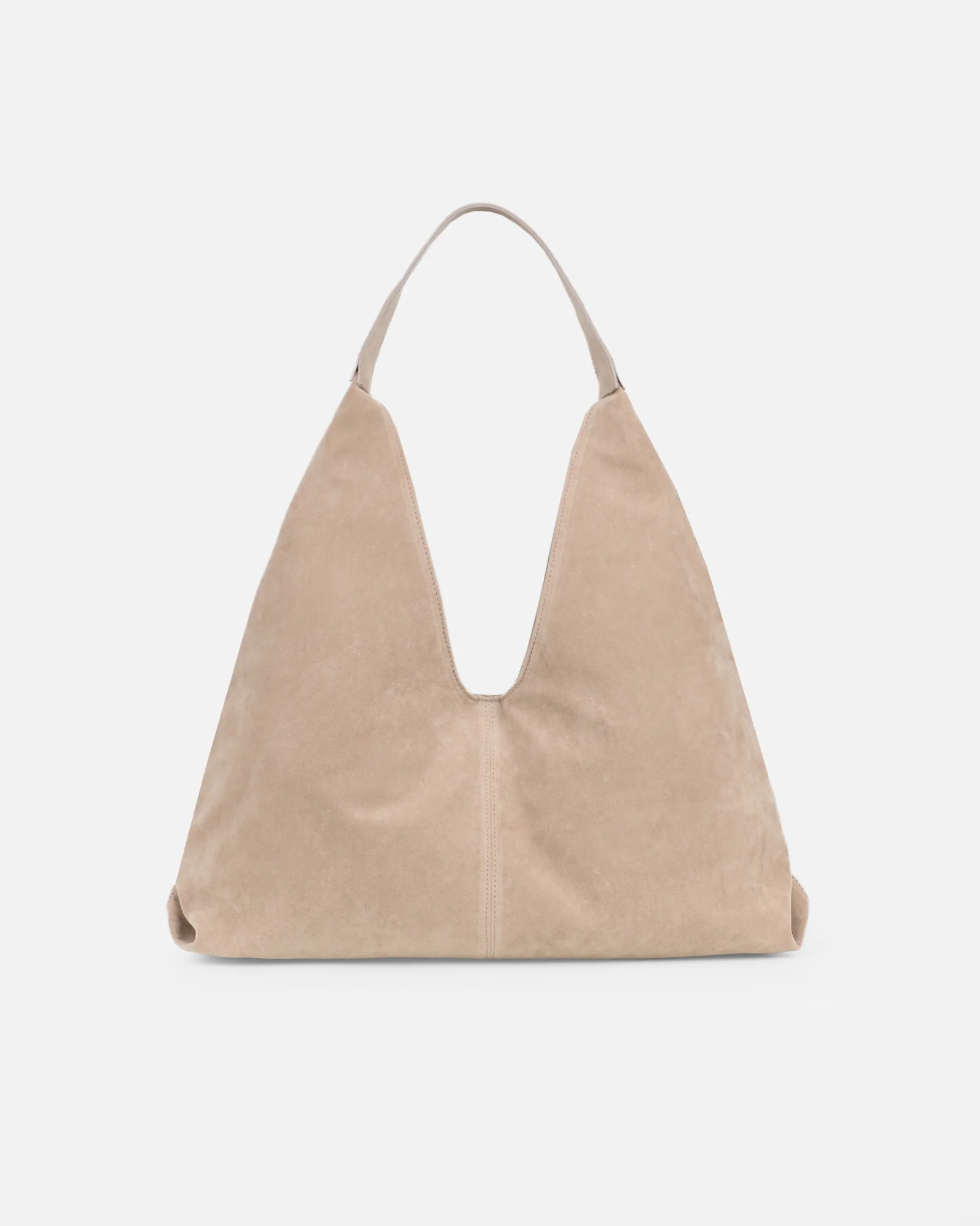 Isla Large Beige Faux Suede Shoulder Bag - Image 3
