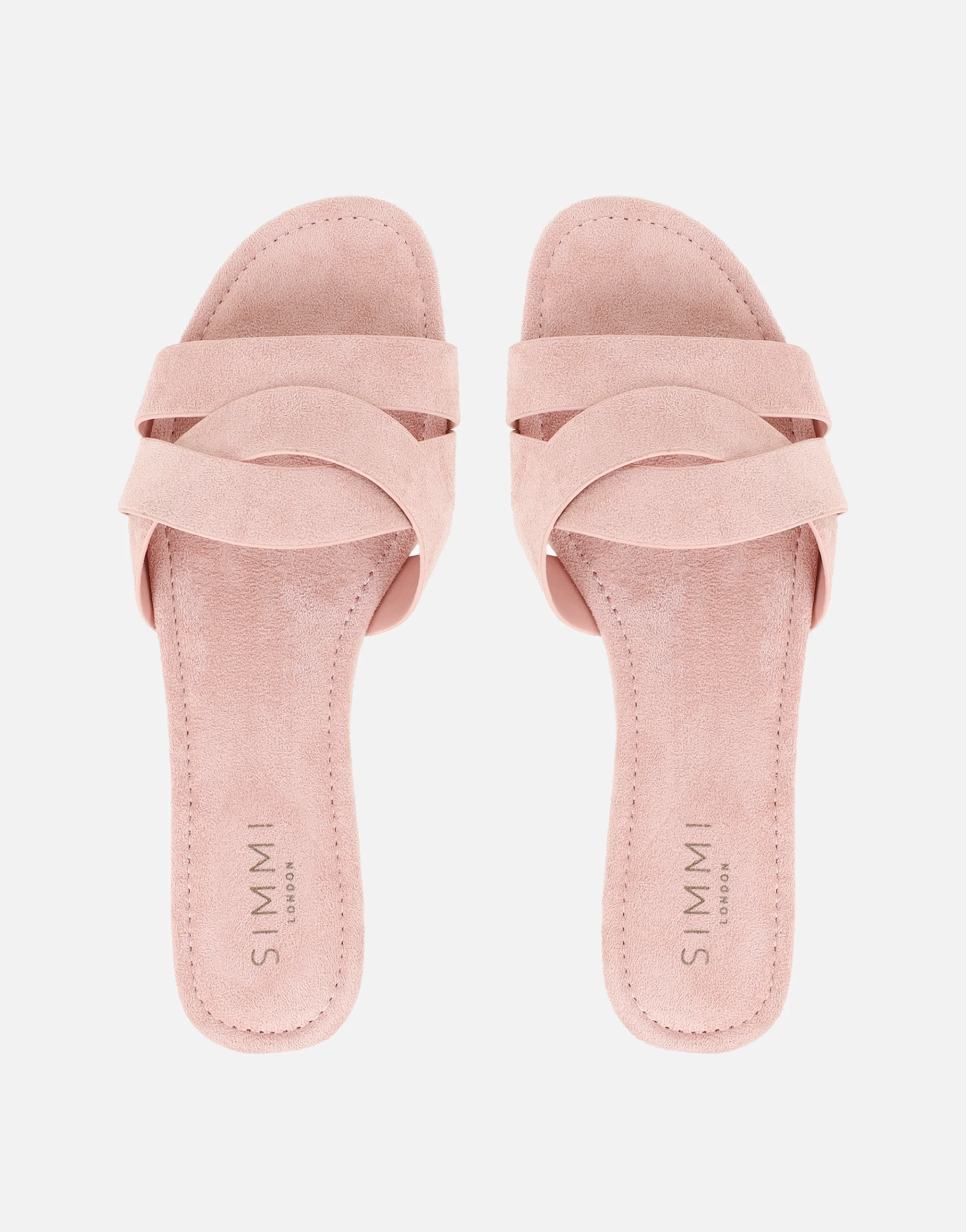 Jade Pink Suede Crossover Flat Sandals - Image 3