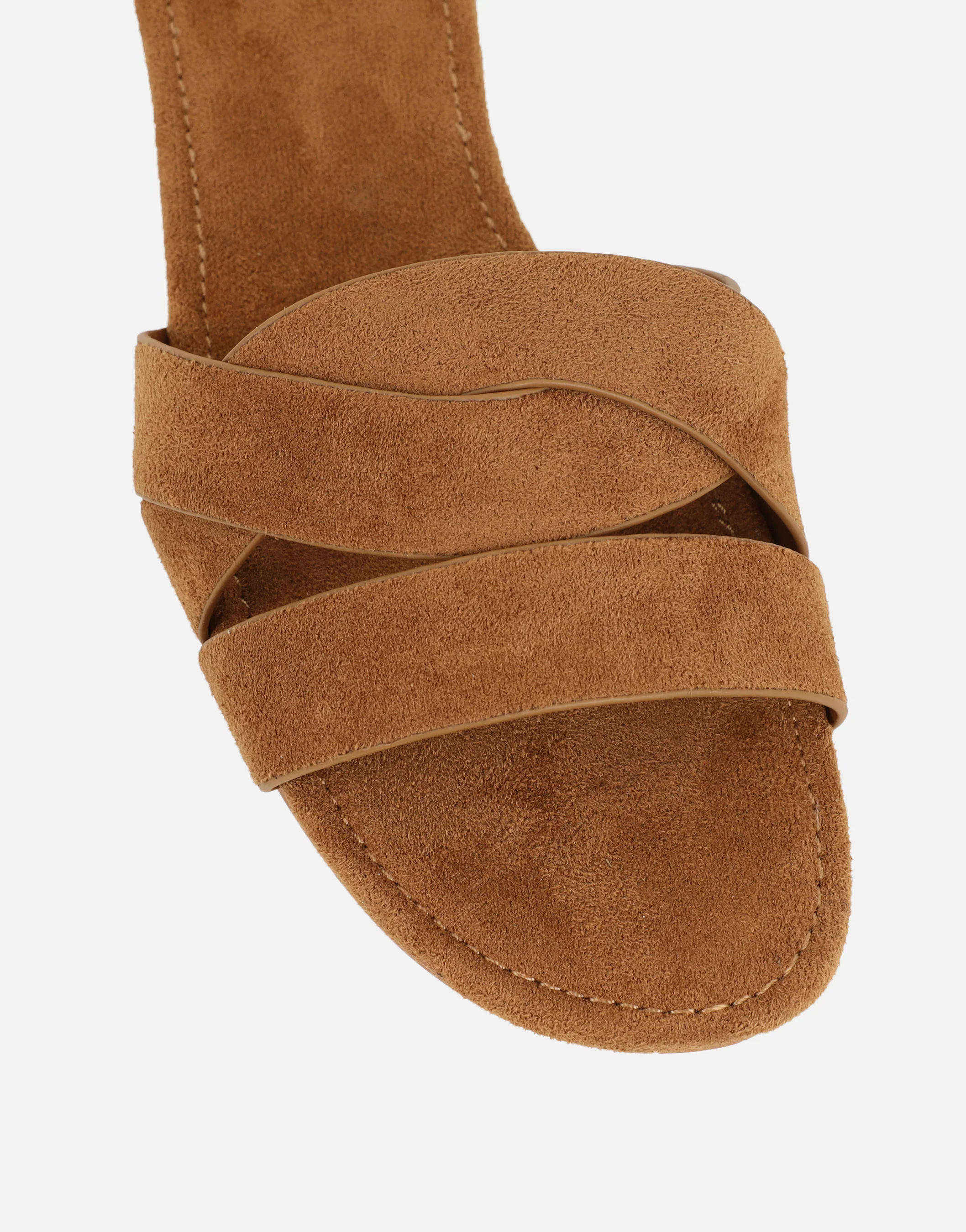 Jade Tan Suede Crossover Flat Sandals - Image 4