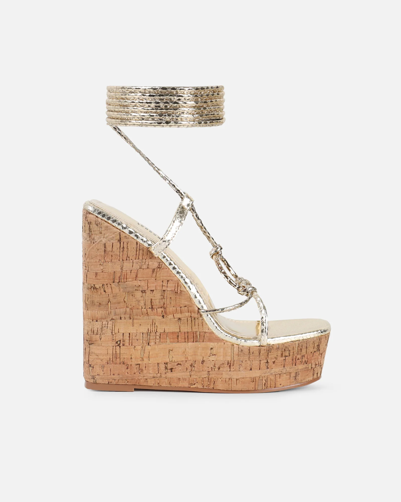 Jadey Gold Snake Gold Detail Wedge Heels - Image 2