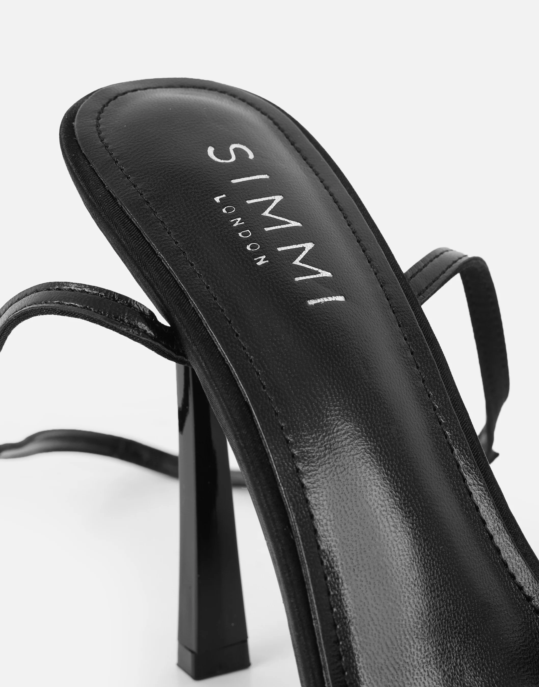 Janeena Black Lace Bow Detail Heeled Sandals - Image 3