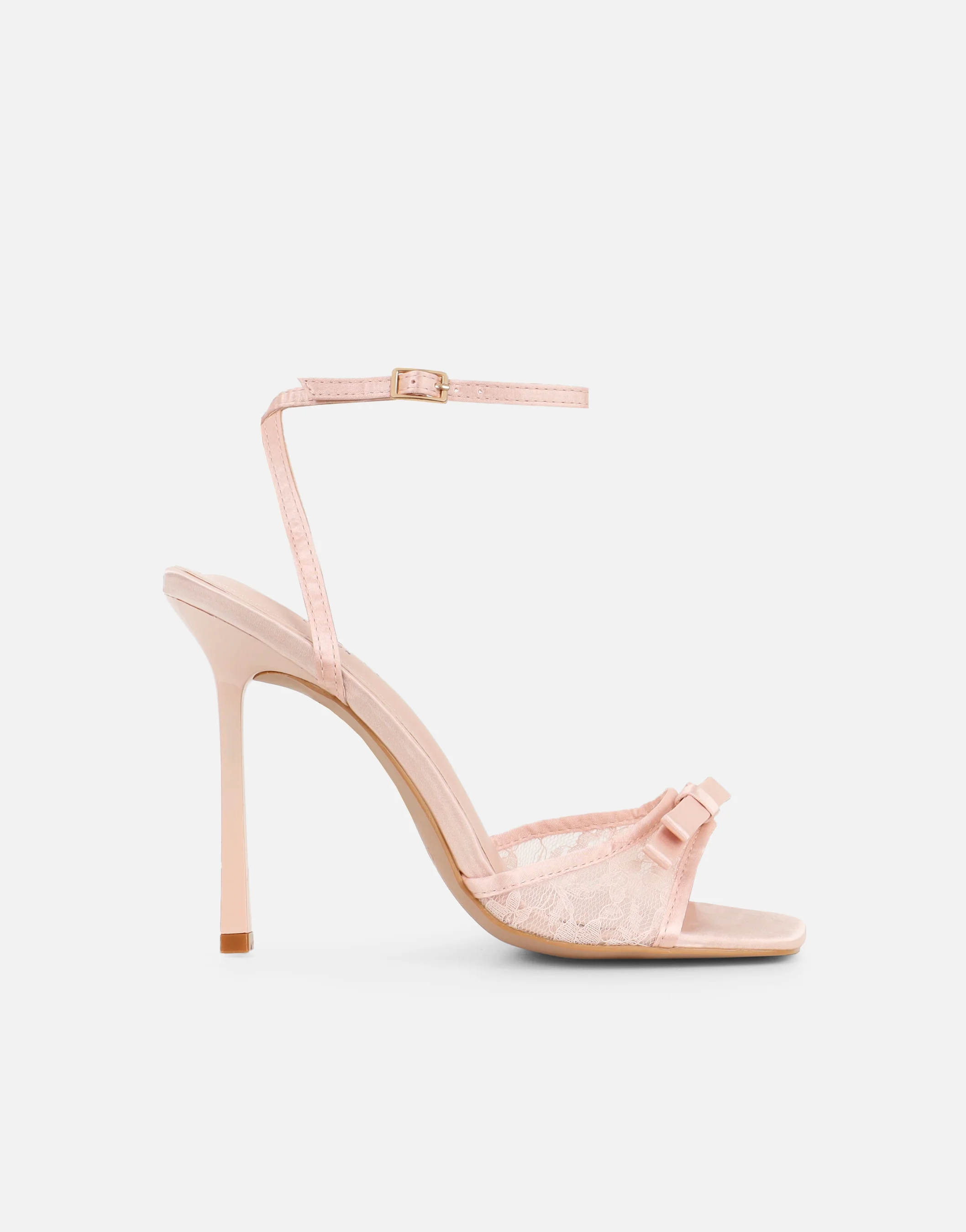Janeena Blush Lace Bow Detail Heeled Sandals - Image 2
