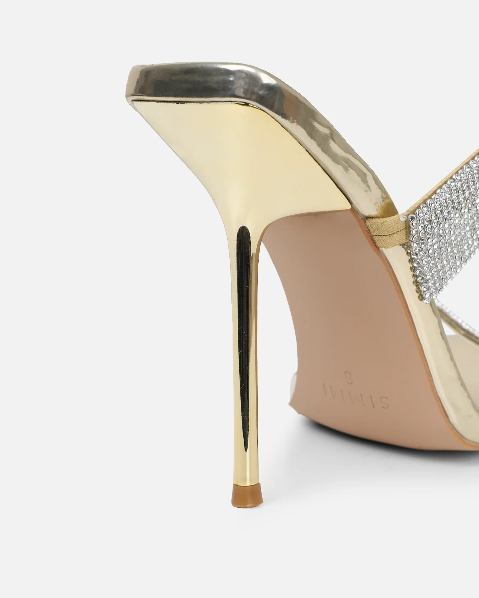 Javana gold mirror diamante spiral heeled sandals - Image 4