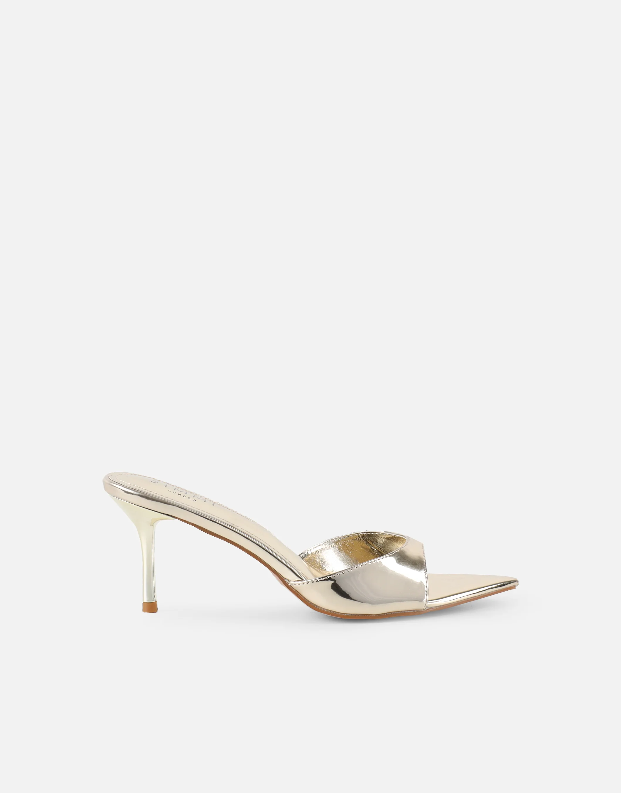 Jerez Gold Mirror Peep Toe Heeled Sandals - Image 2