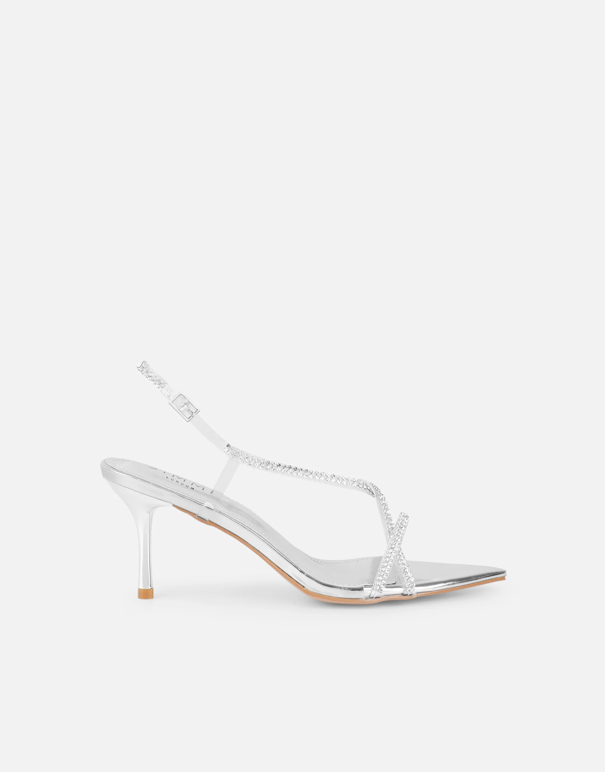 Jill Silver mirror Diamante slingback heels - Image 2
