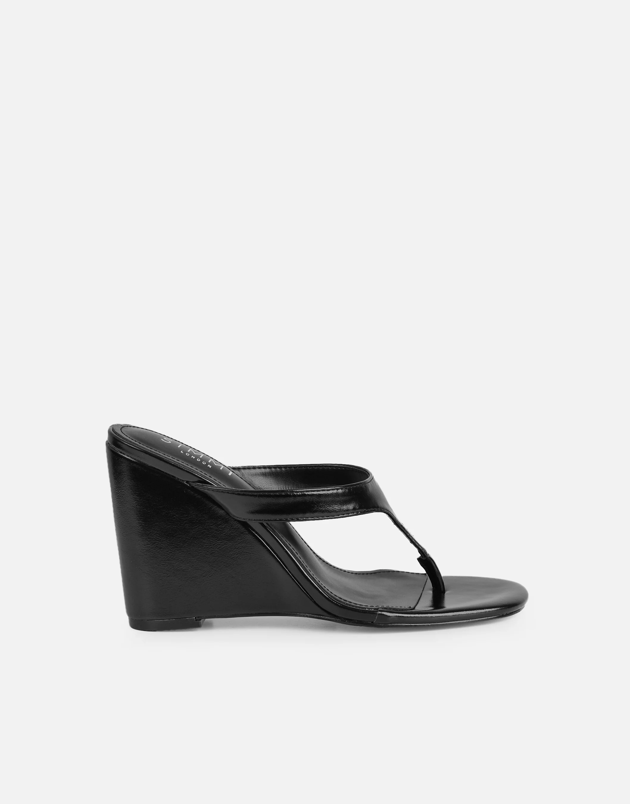 Jodie Black Toe Post Wedge Sandals - Image 2