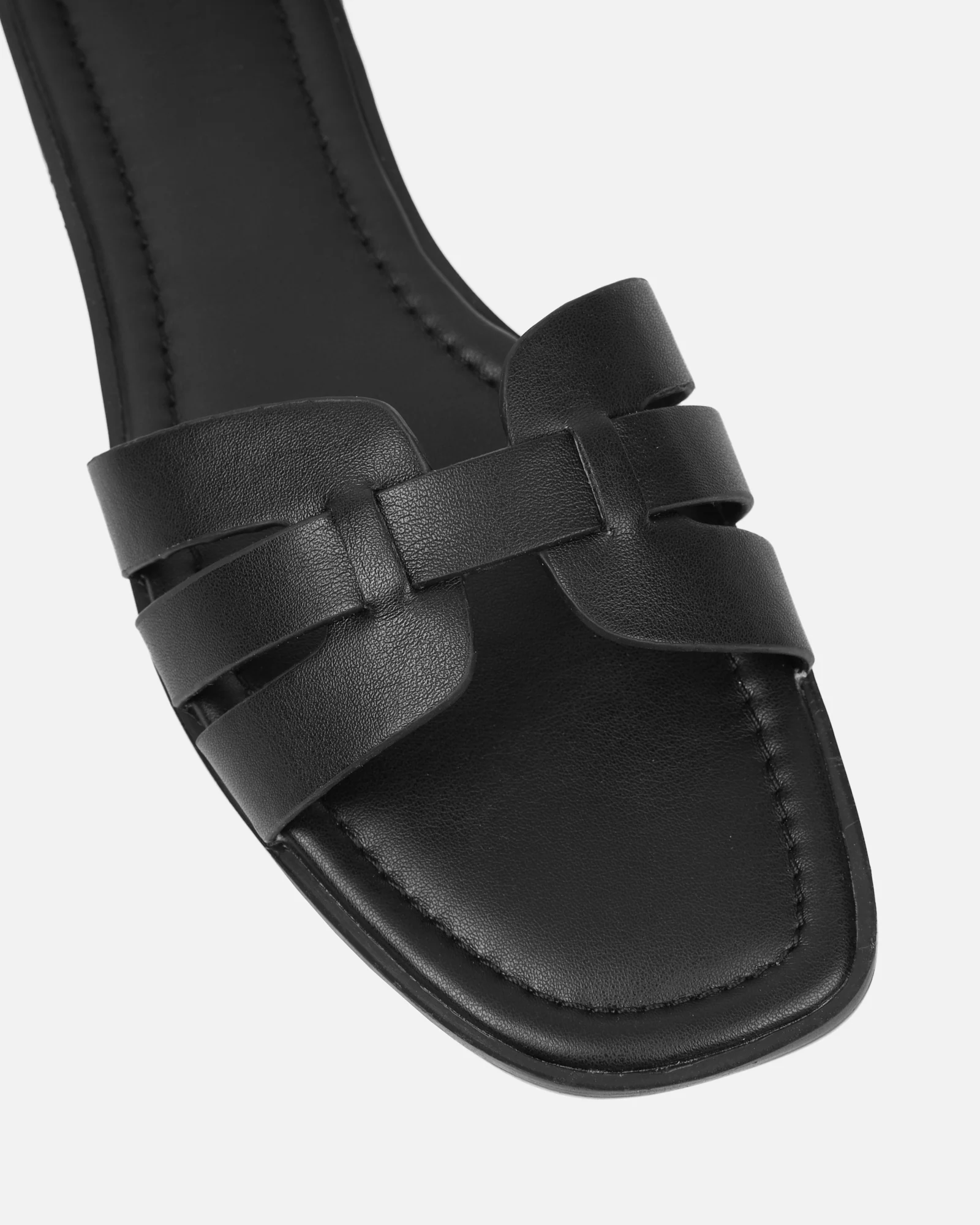 Jorja Black Slip On Flat Sandals - Image 4
