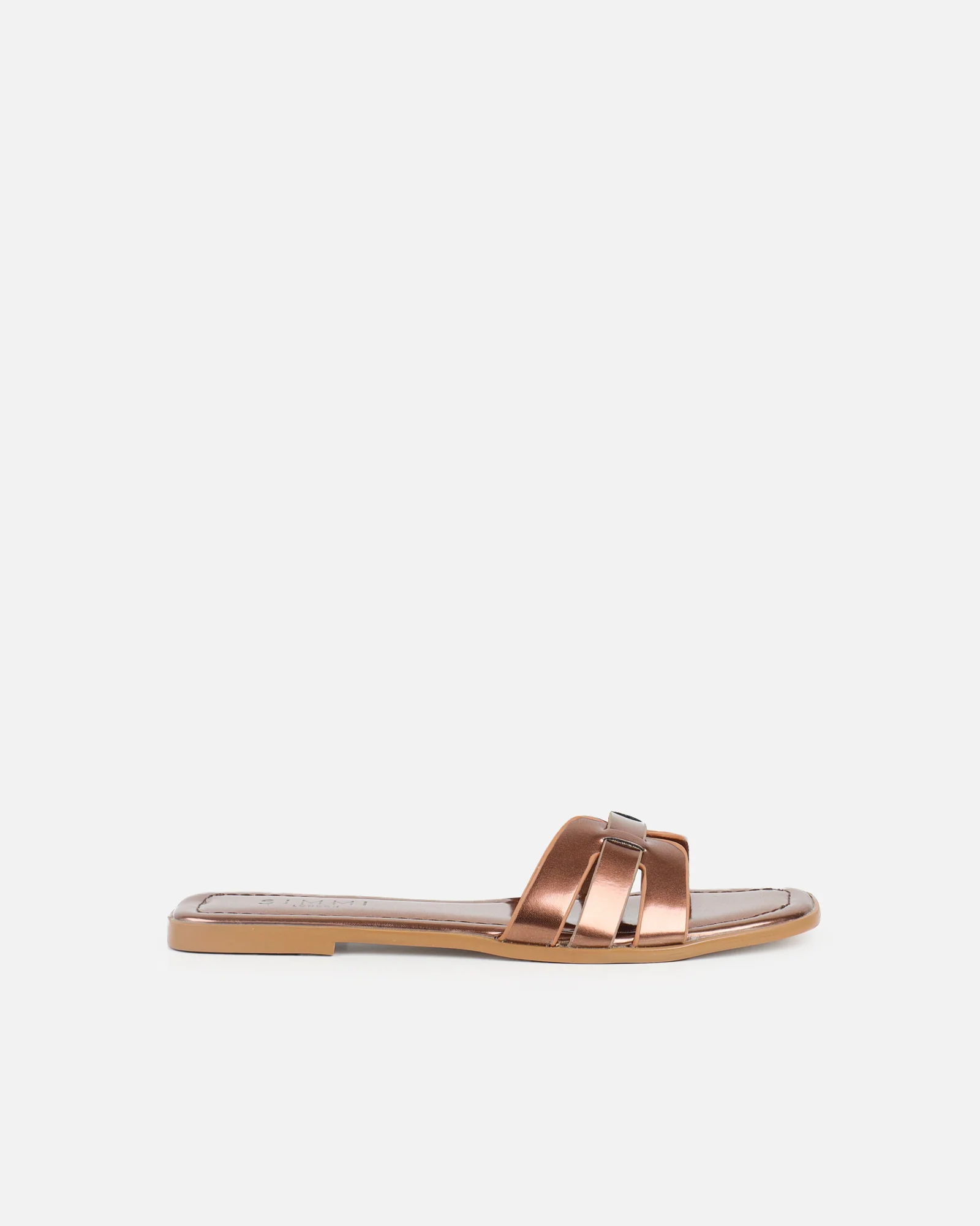 Jorja Bronze Metallic Slip On Flat Sandals - Image 2
