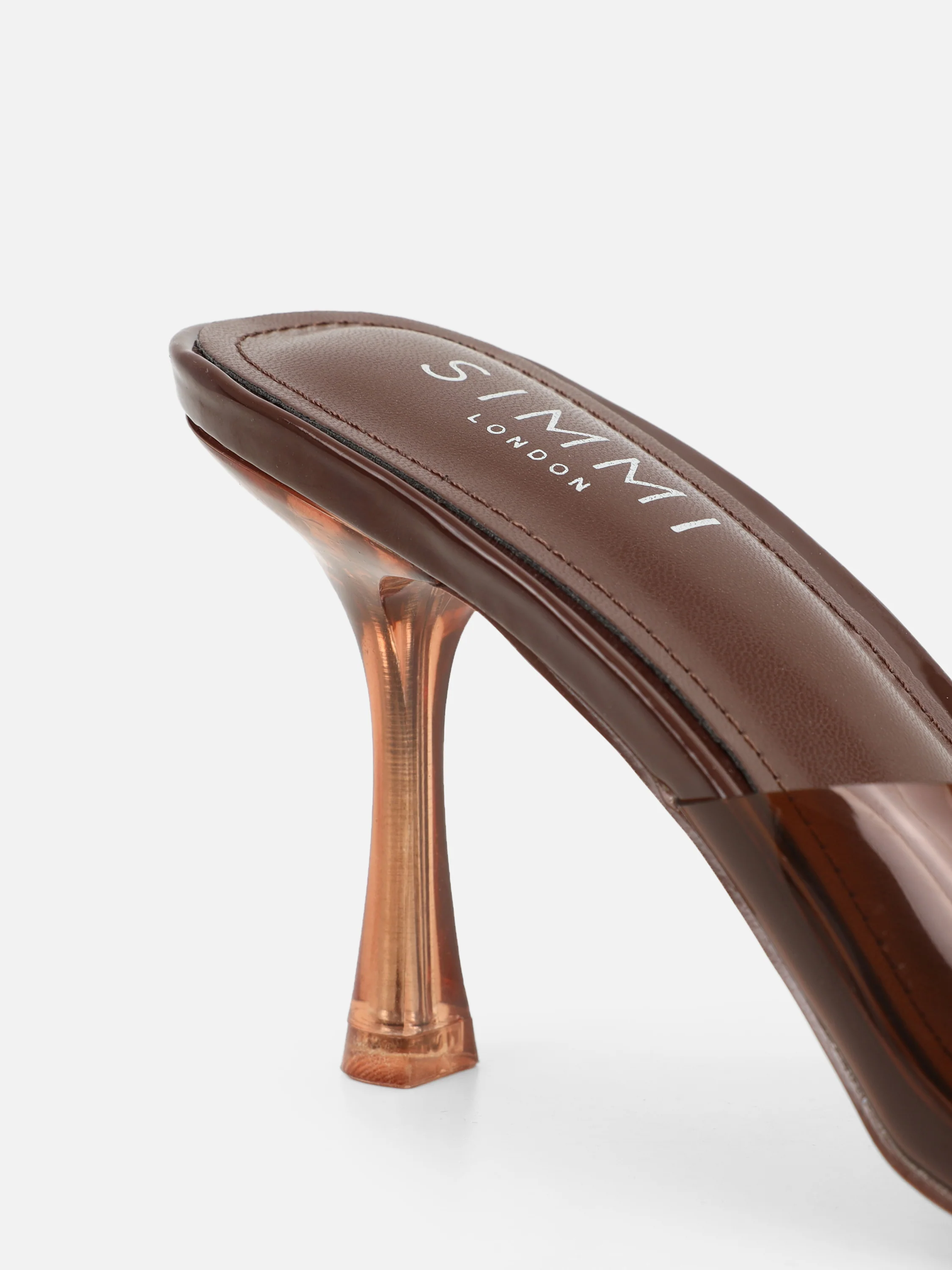 Josephine Clear Brown Heeled Sandals - Image 3