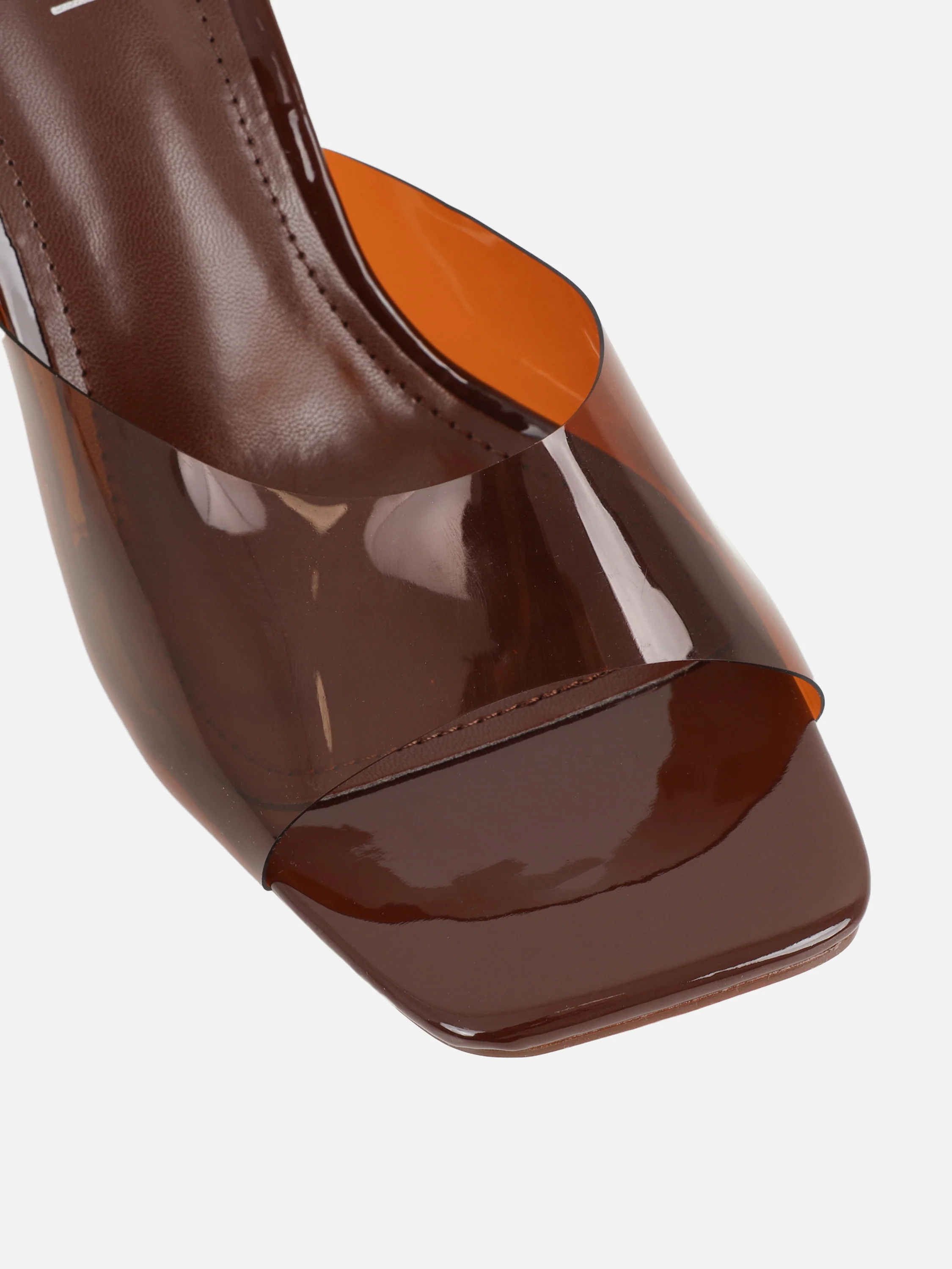 Josephine Clear Brown Heeled Sandals - Image 4