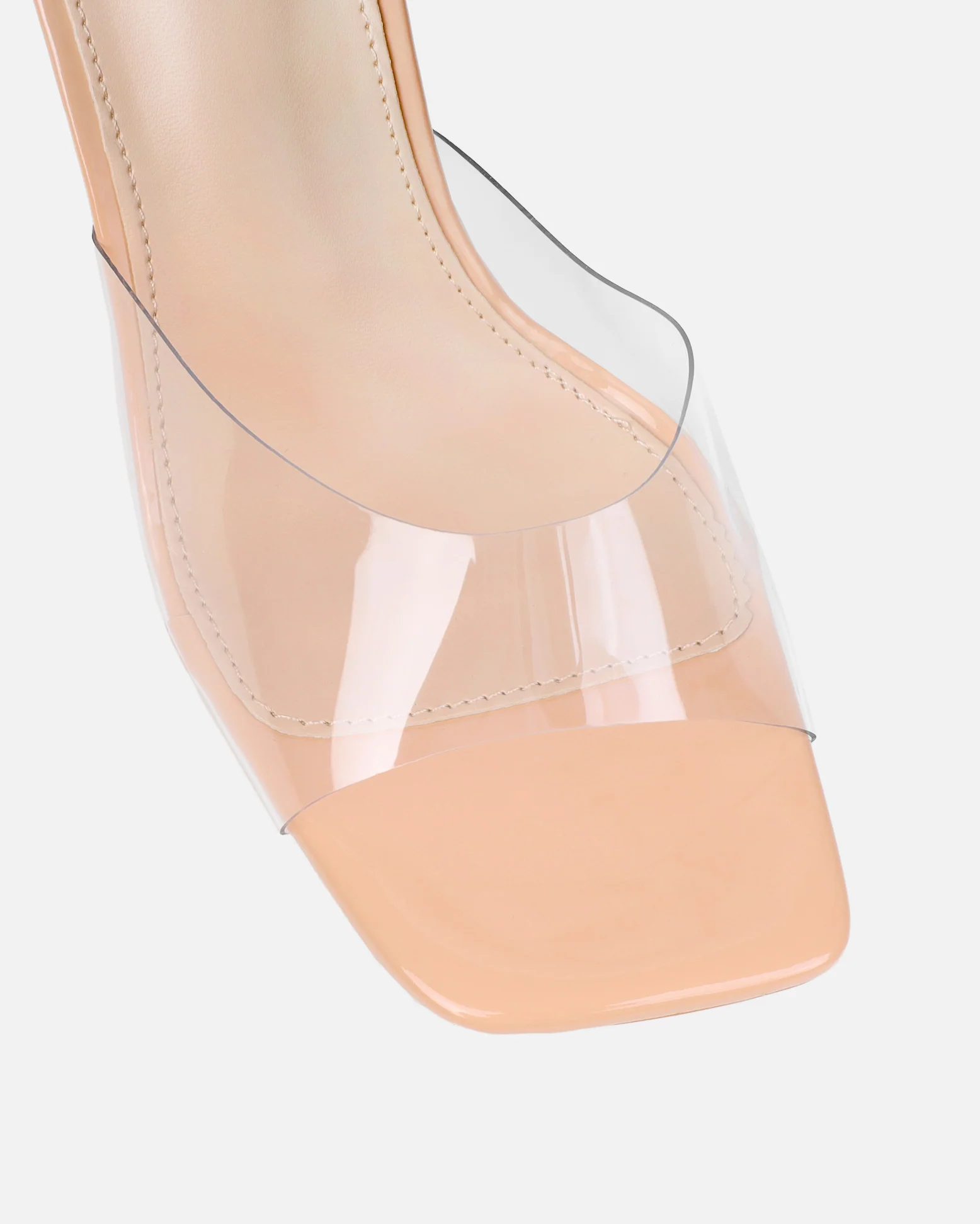 Josephine Clear Nude Patent Heeled Sandals - Image 4