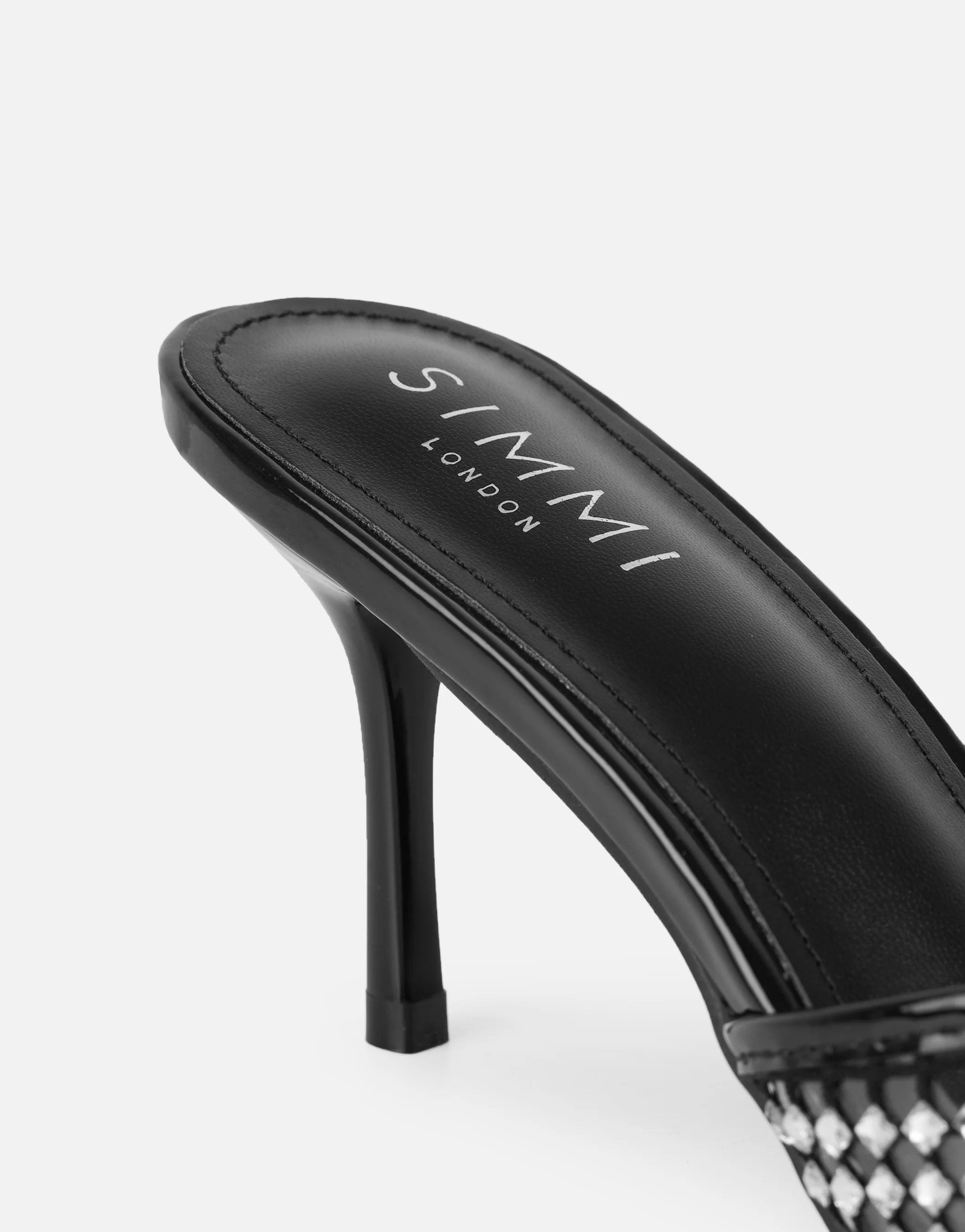 Juni Black Diamante Mesh Mules - Image 3