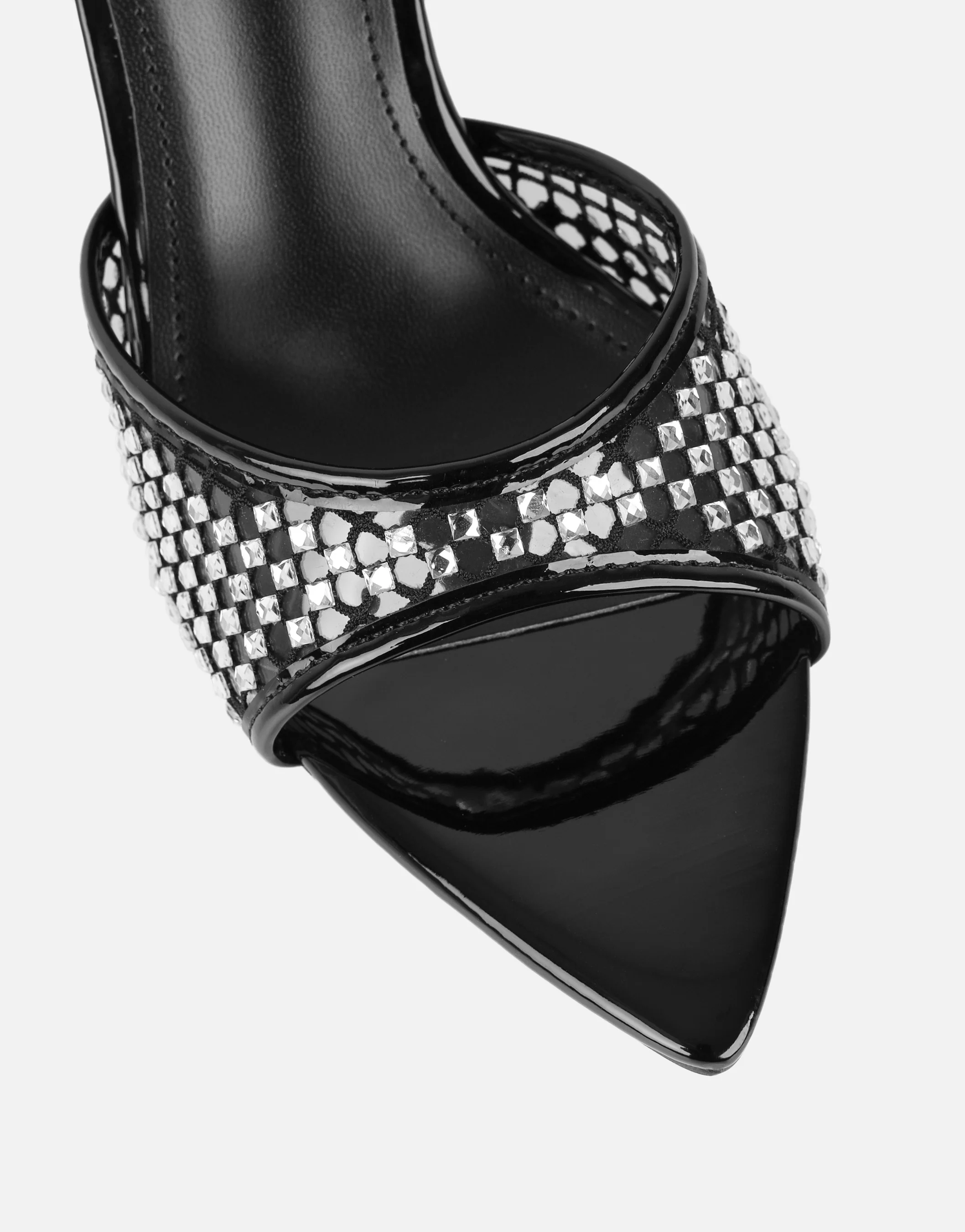 Juni Black Diamante Mesh Mules - Image 4