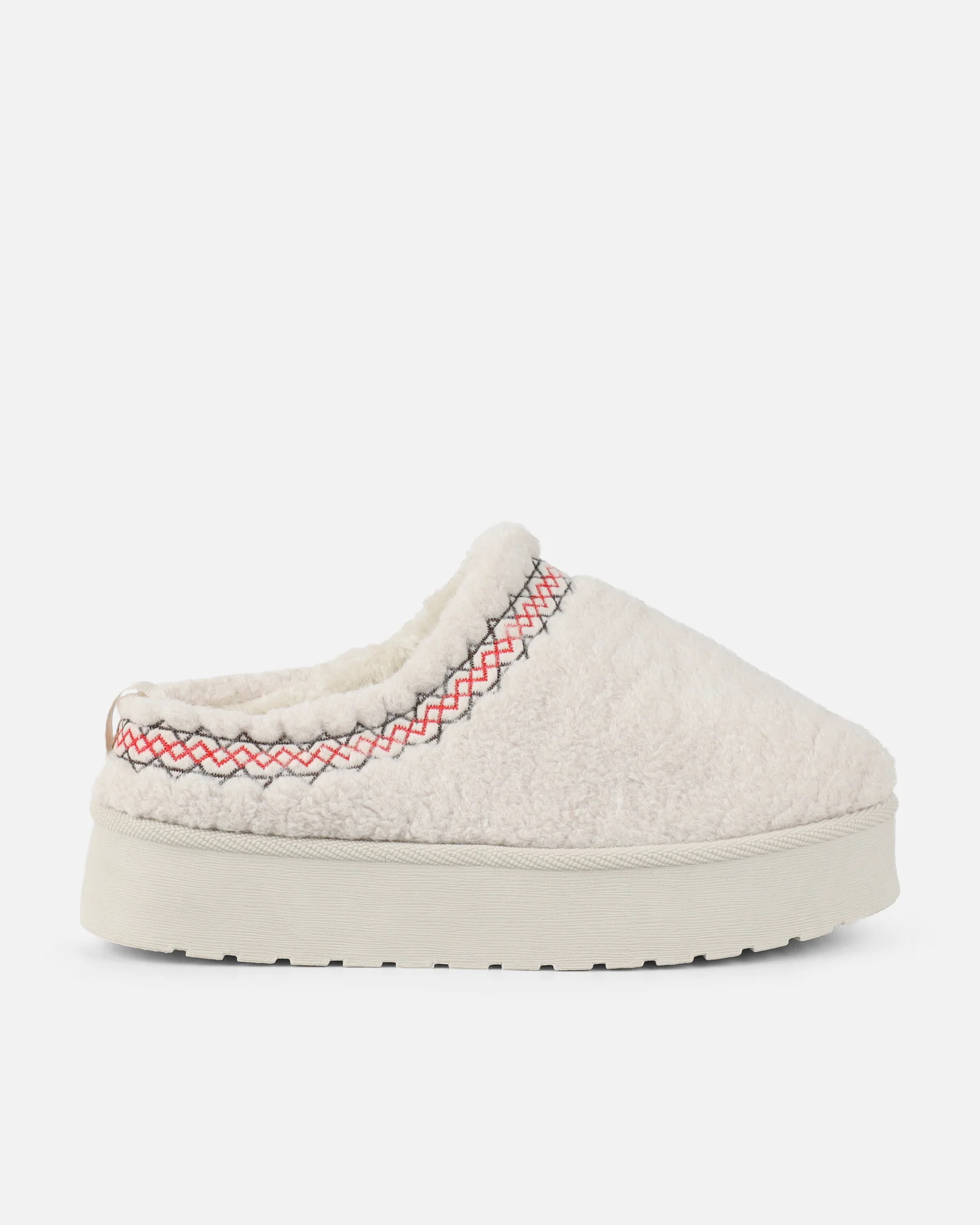 Kail Cream Teddy Faux Fur Flatform Slides - Image 2