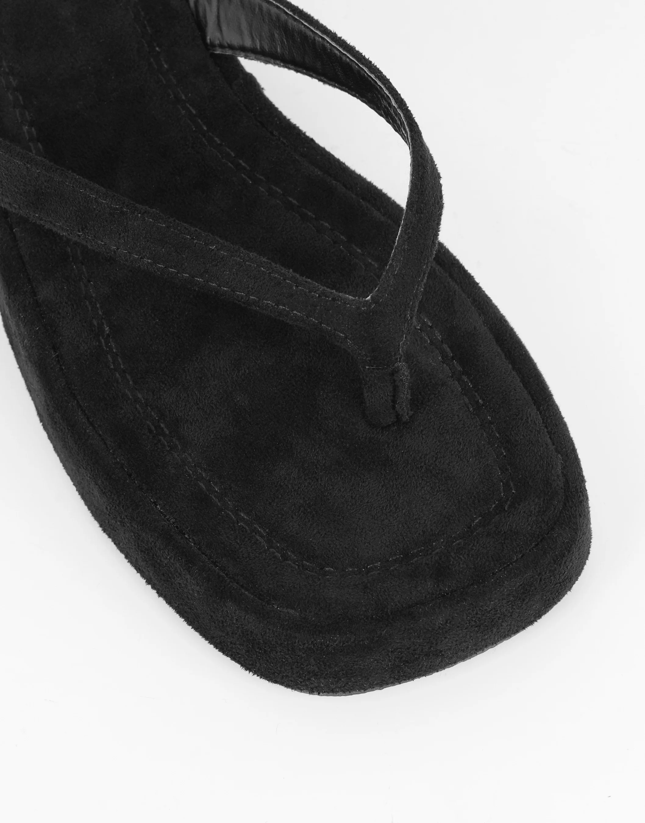 Kimmie Black Suede Flatform Toe Post Sandals - Image 4