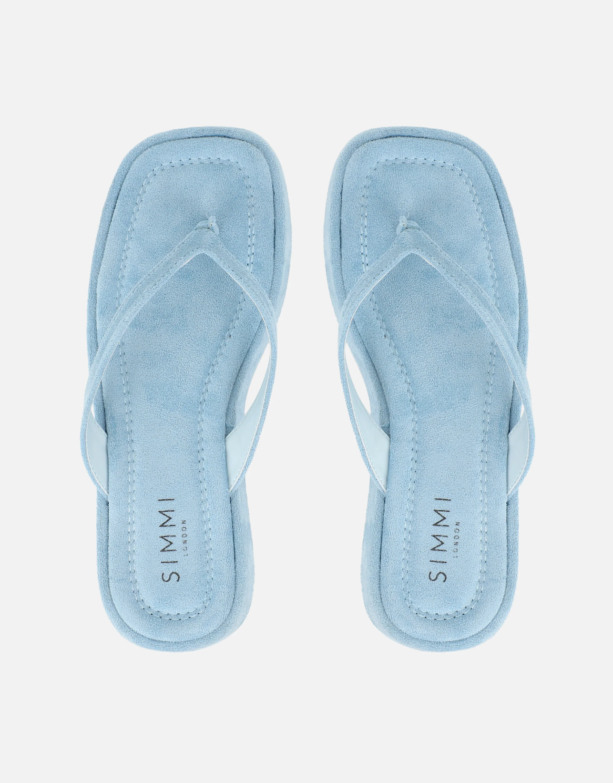 Kimmie Blue Suede Flatform Toe Post Sandals - Image 3