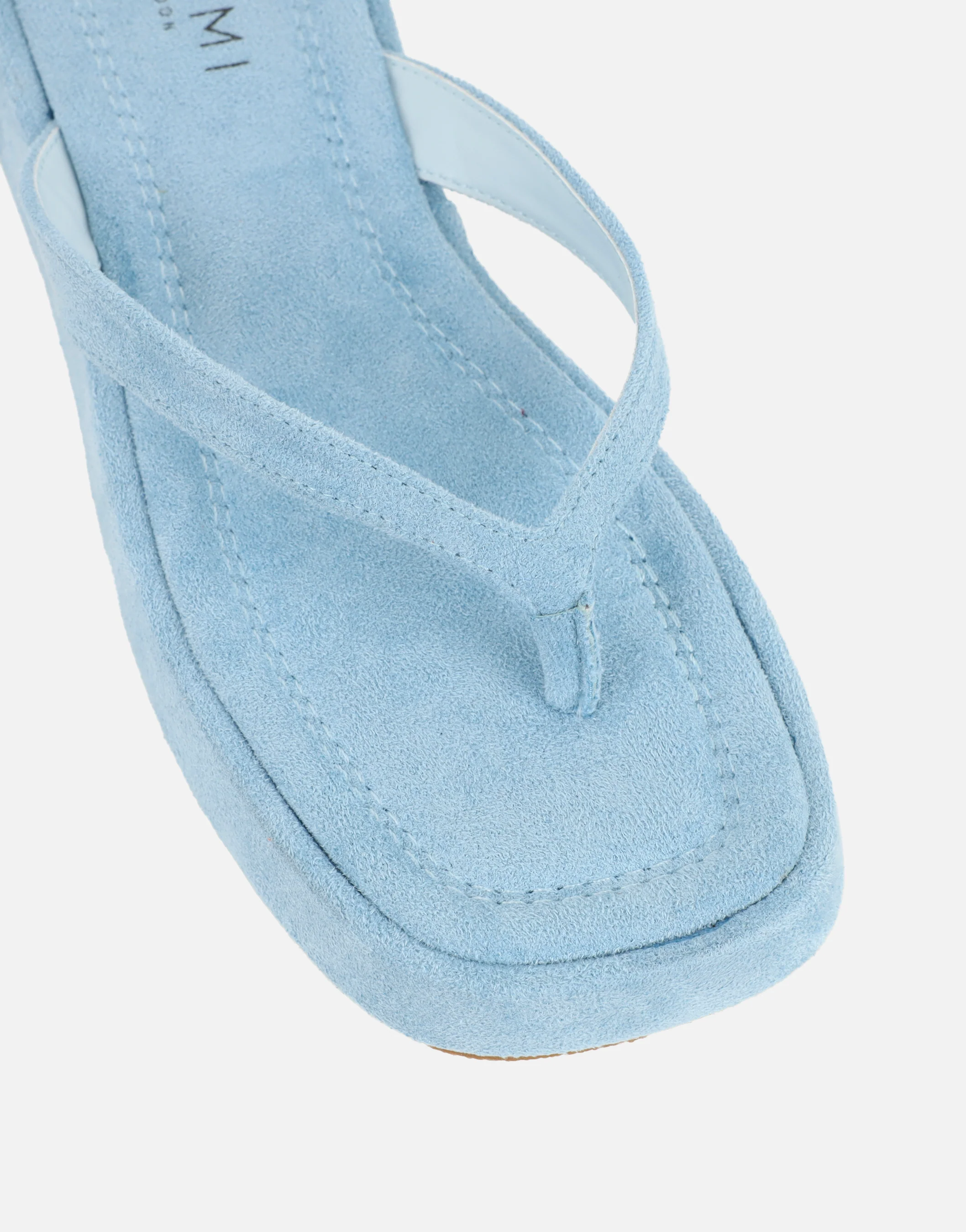 Kimmie Blue Suede Flatform Toe Post Sandals - Image 4