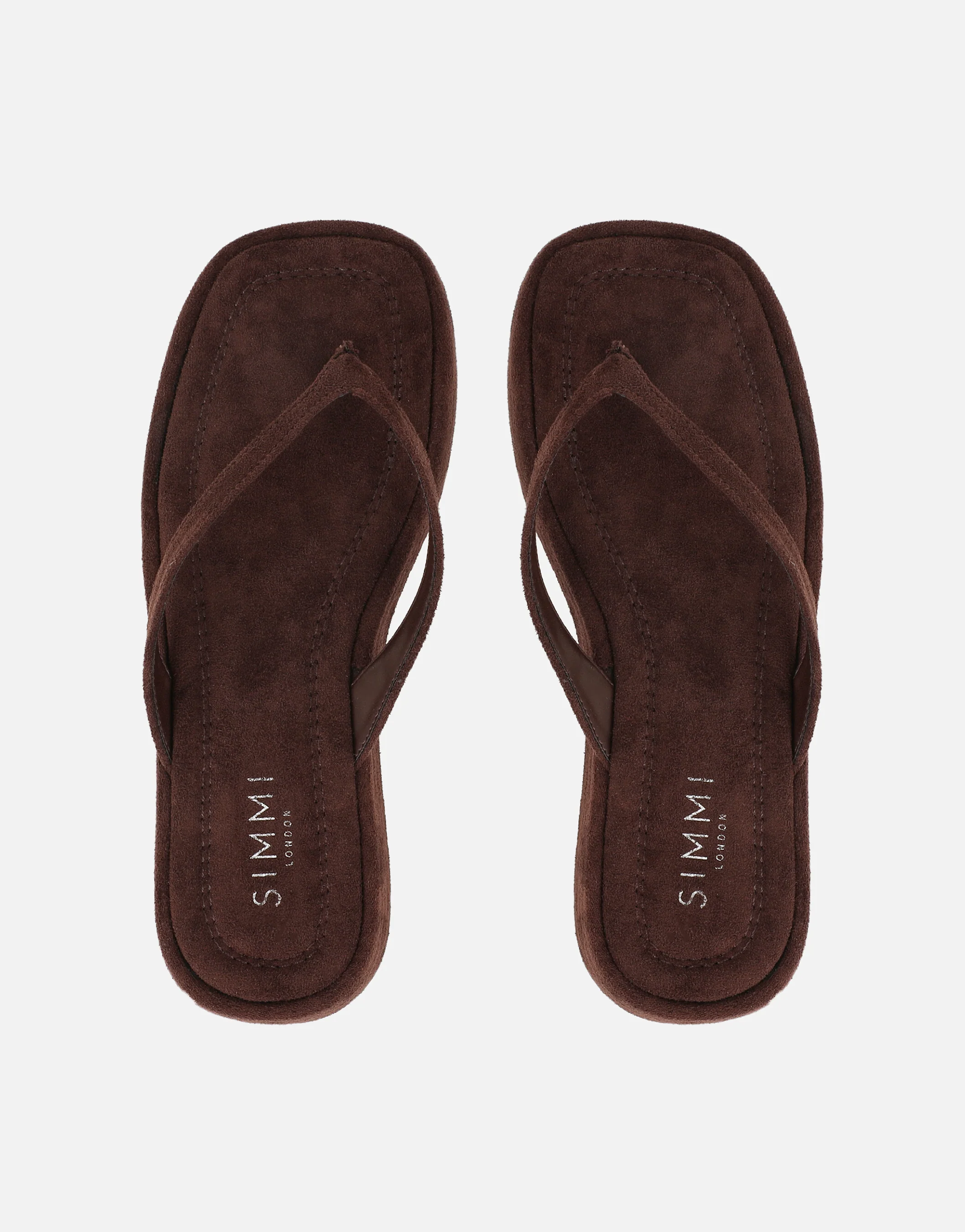 Kimmie Brown Suede Flatform Toe Post Sandals - Image 3