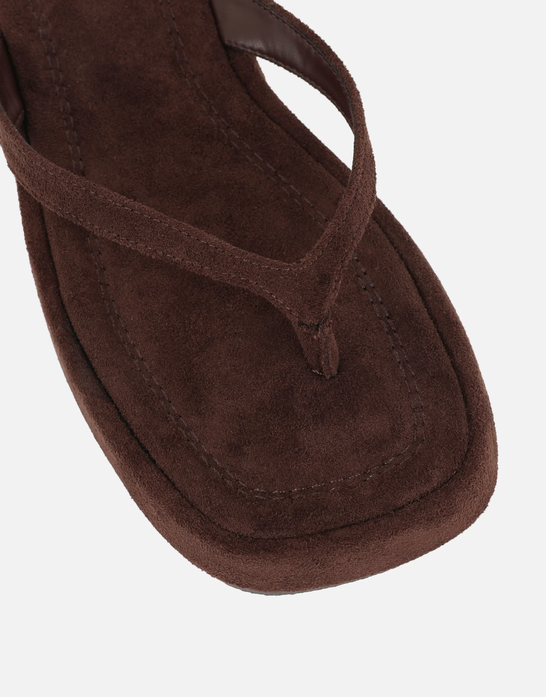 Kimmie Brown Suede Flatform Toe Post Sandals - Image 4