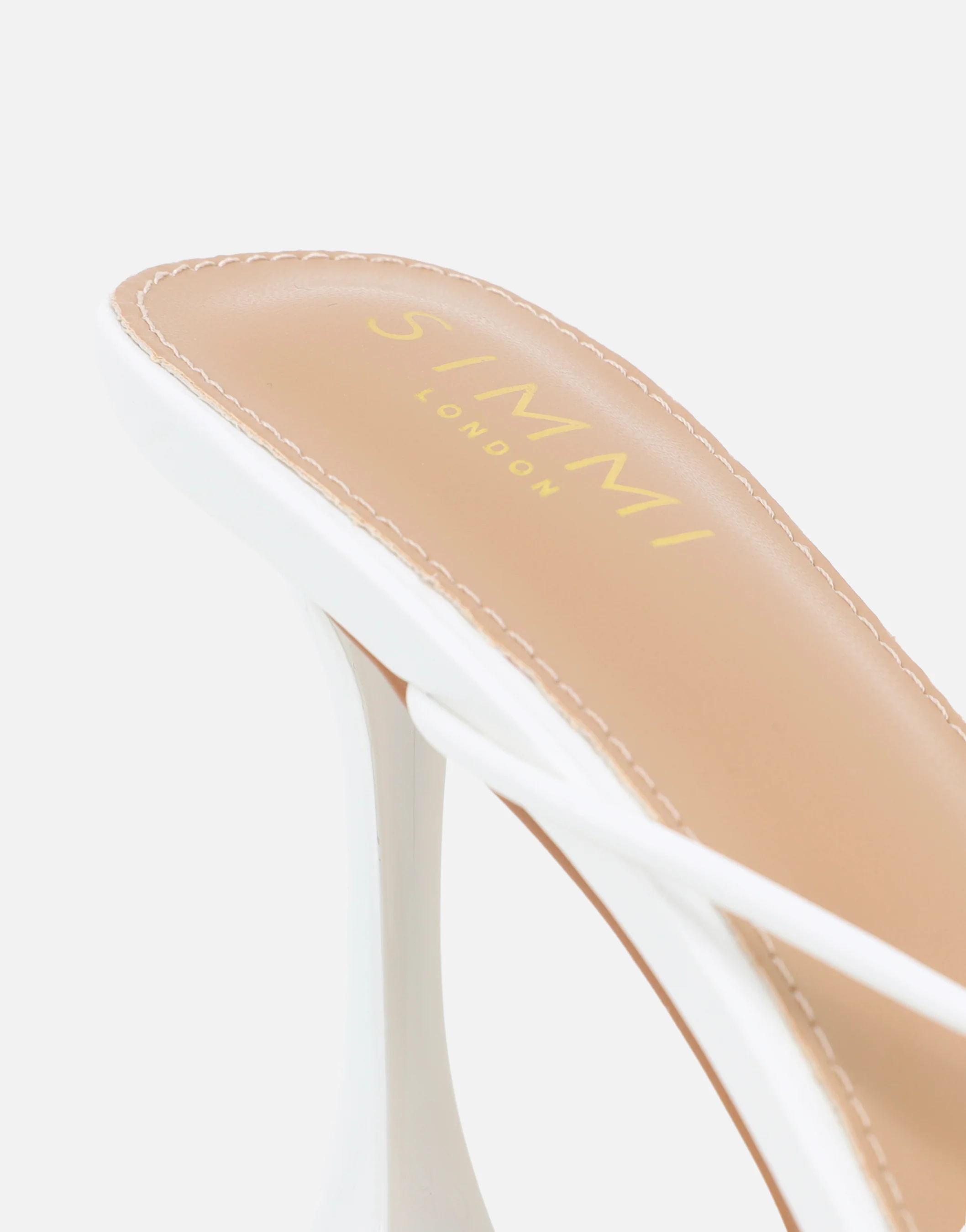 Kirsty White Gold Detail Cross Over Heeled Mules - Image 3