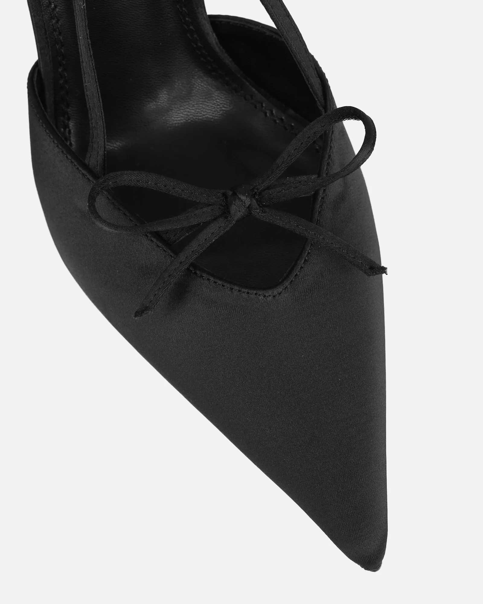 Klara black satin bow detail court shoes - Image 4