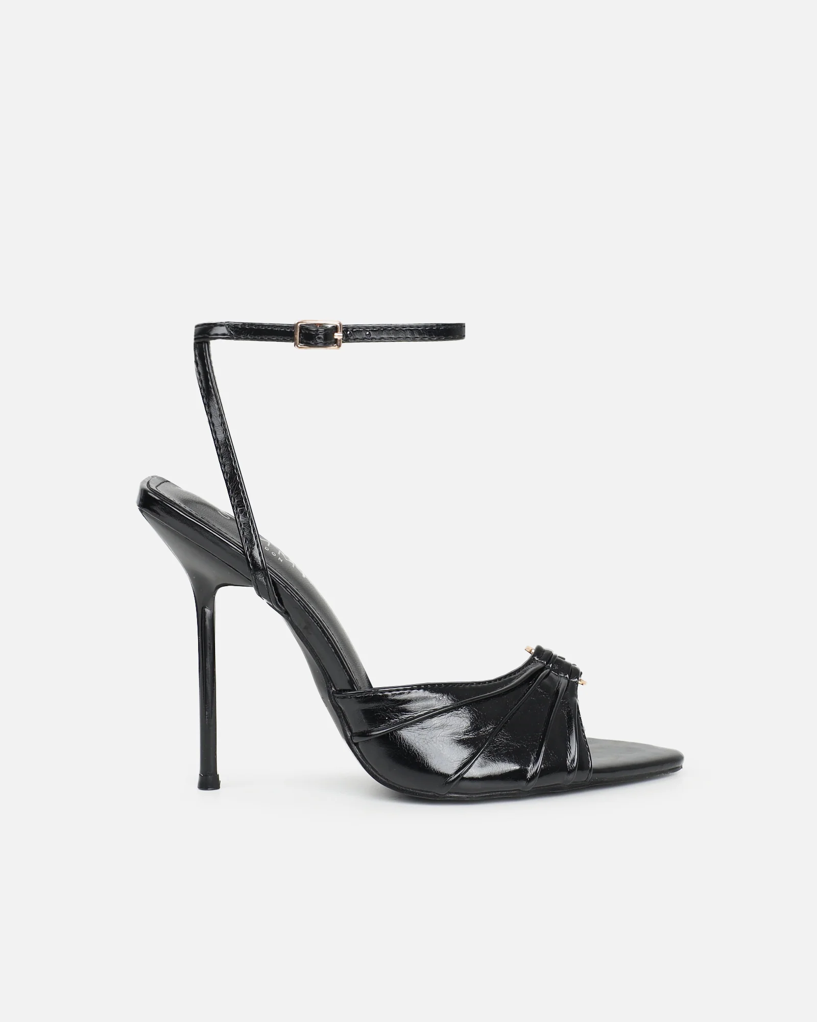 Leany Black Shine Gold Detail Heeled Sandals - Image 2