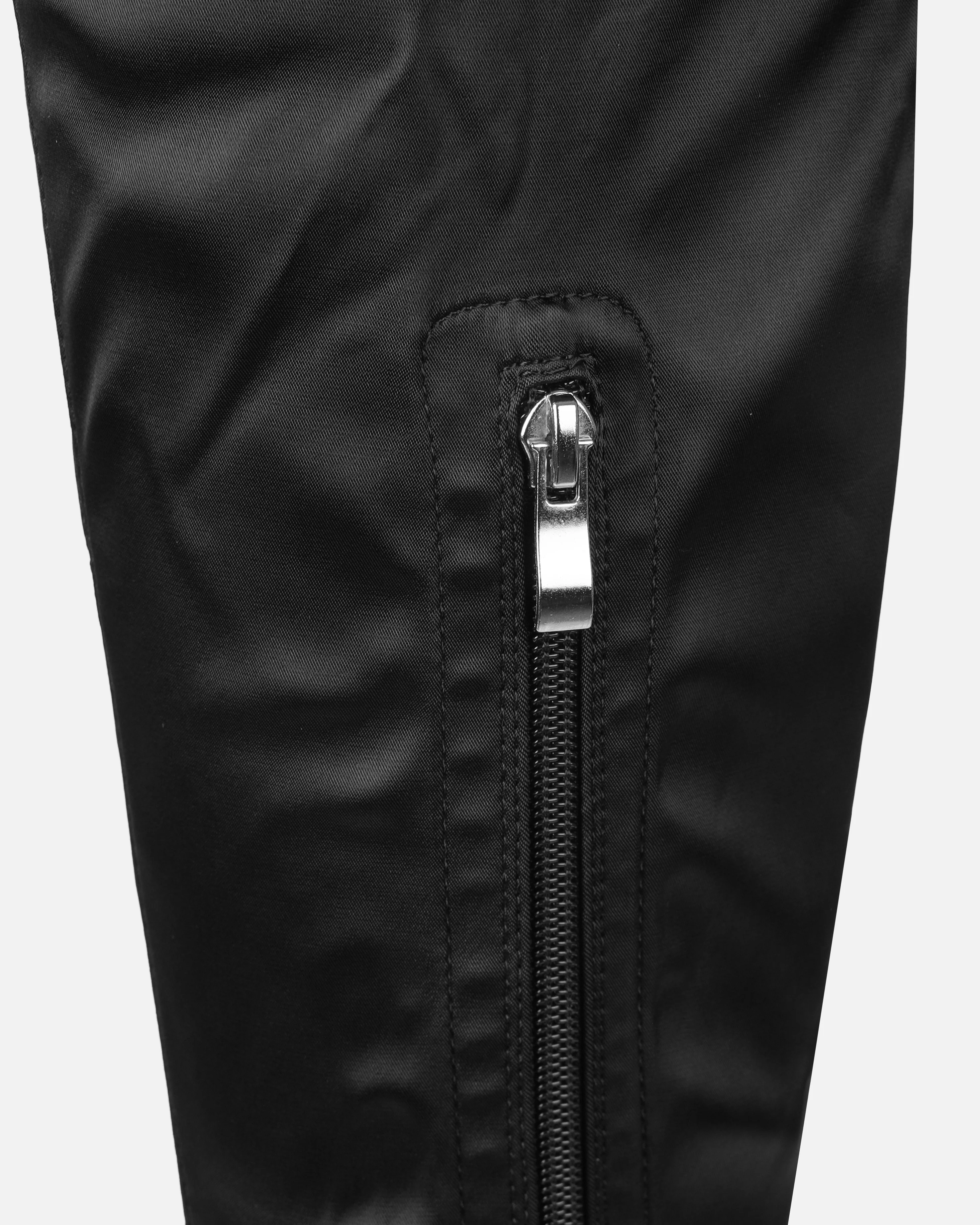 Lewie Black Stretch Satin Pointed Toe Stiletto Thigh High Boots - Image 3