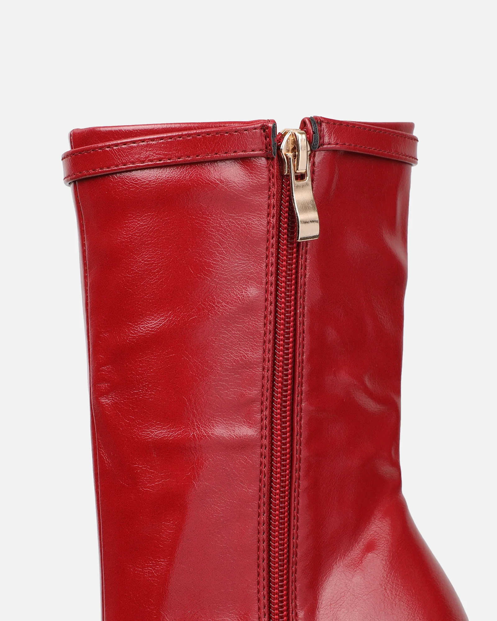 Liam Red Buckle Detail Smart Heeled Ankle Boots - Image 3