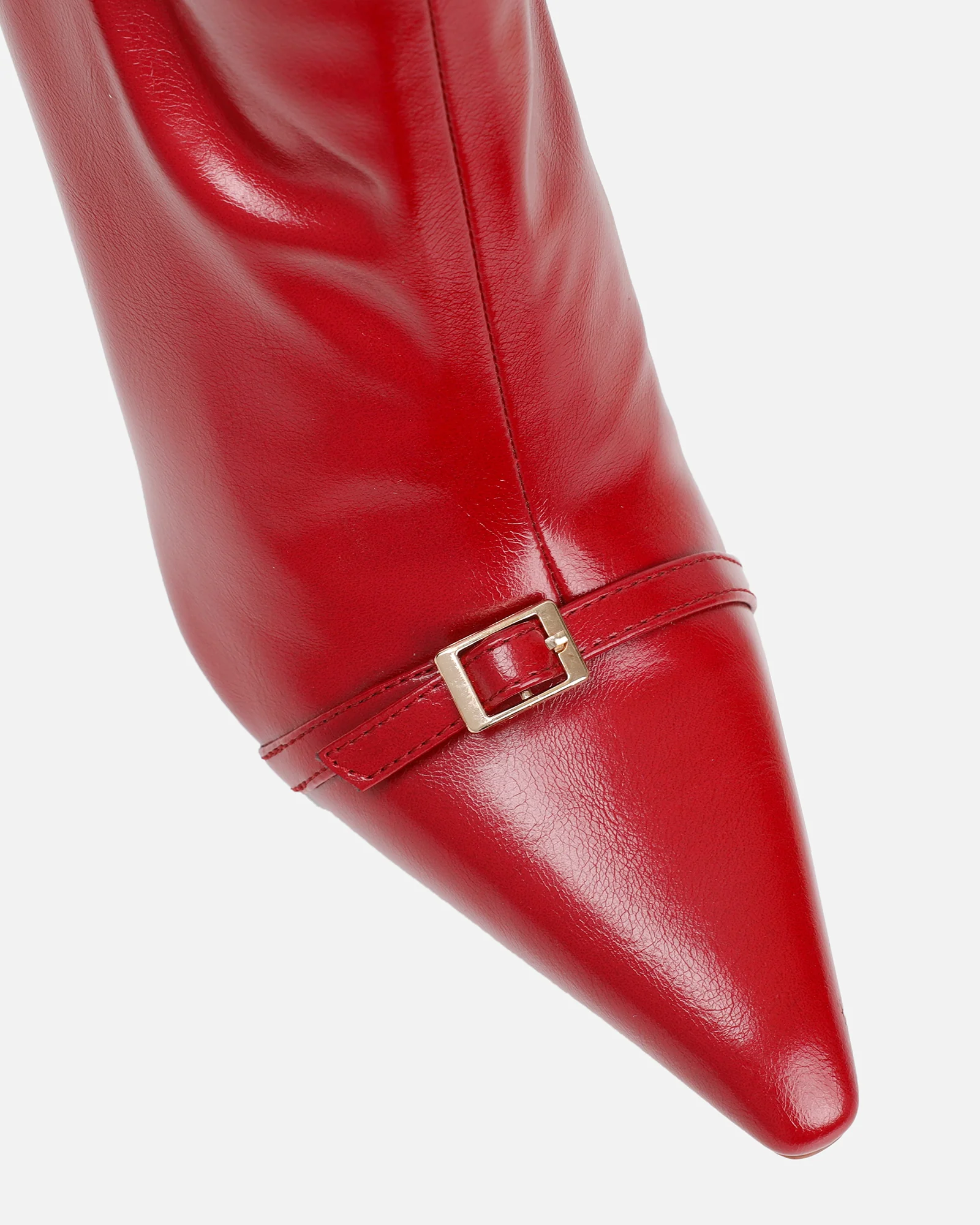 Liam Red Buckle Detail Smart Heeled Ankle Boots - Image 4
