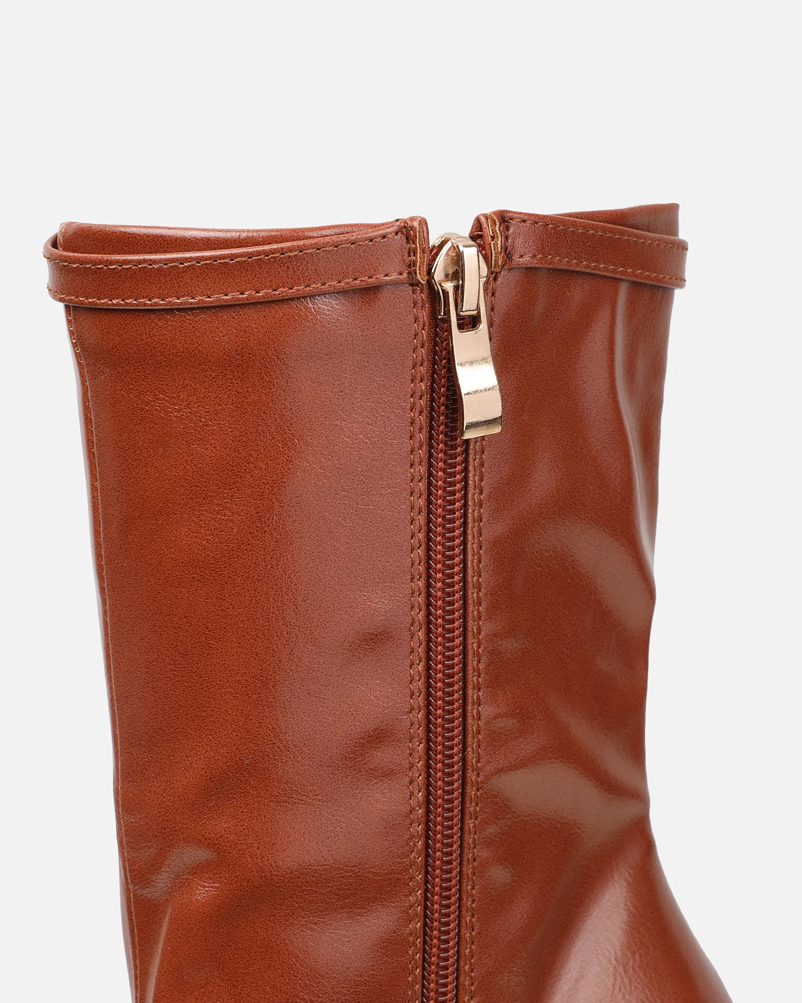 Liam Tan Buckle Detail Smart Heeled Ankle Boots - Image 3