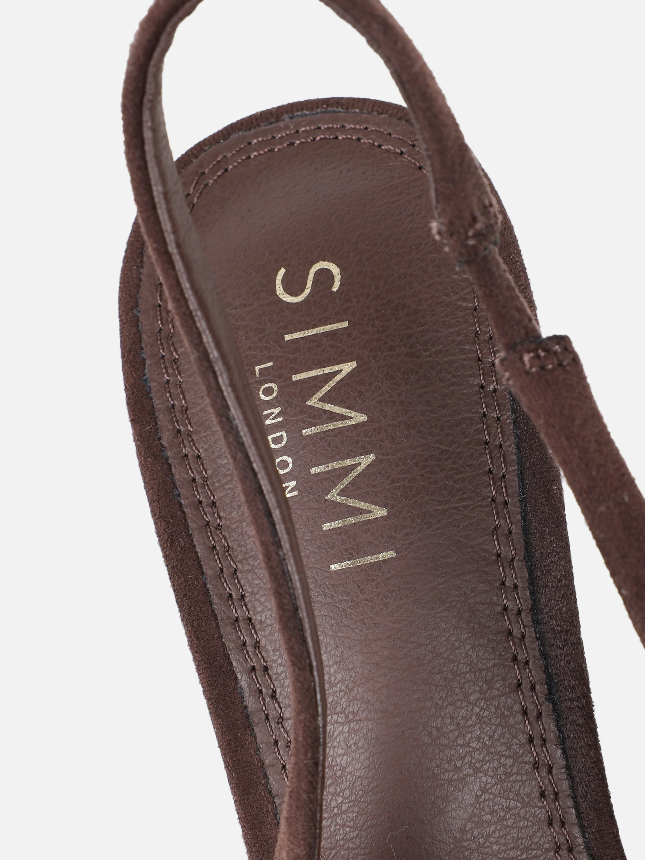 Liorra Brown Suede Sling Back Court Shoes - Image 3