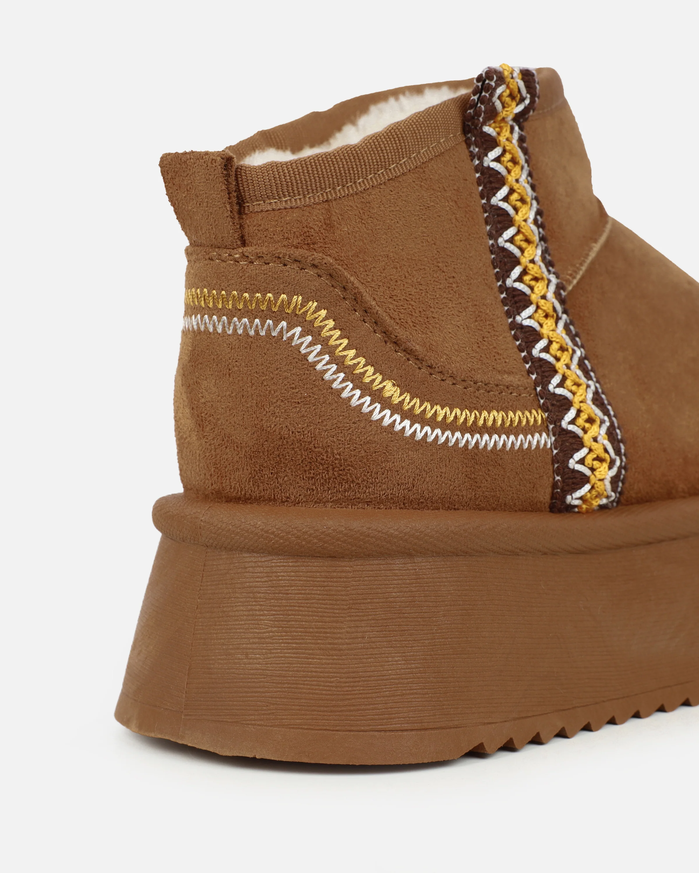 Louie Tan Faux Suede Flatform Boots - Image 3