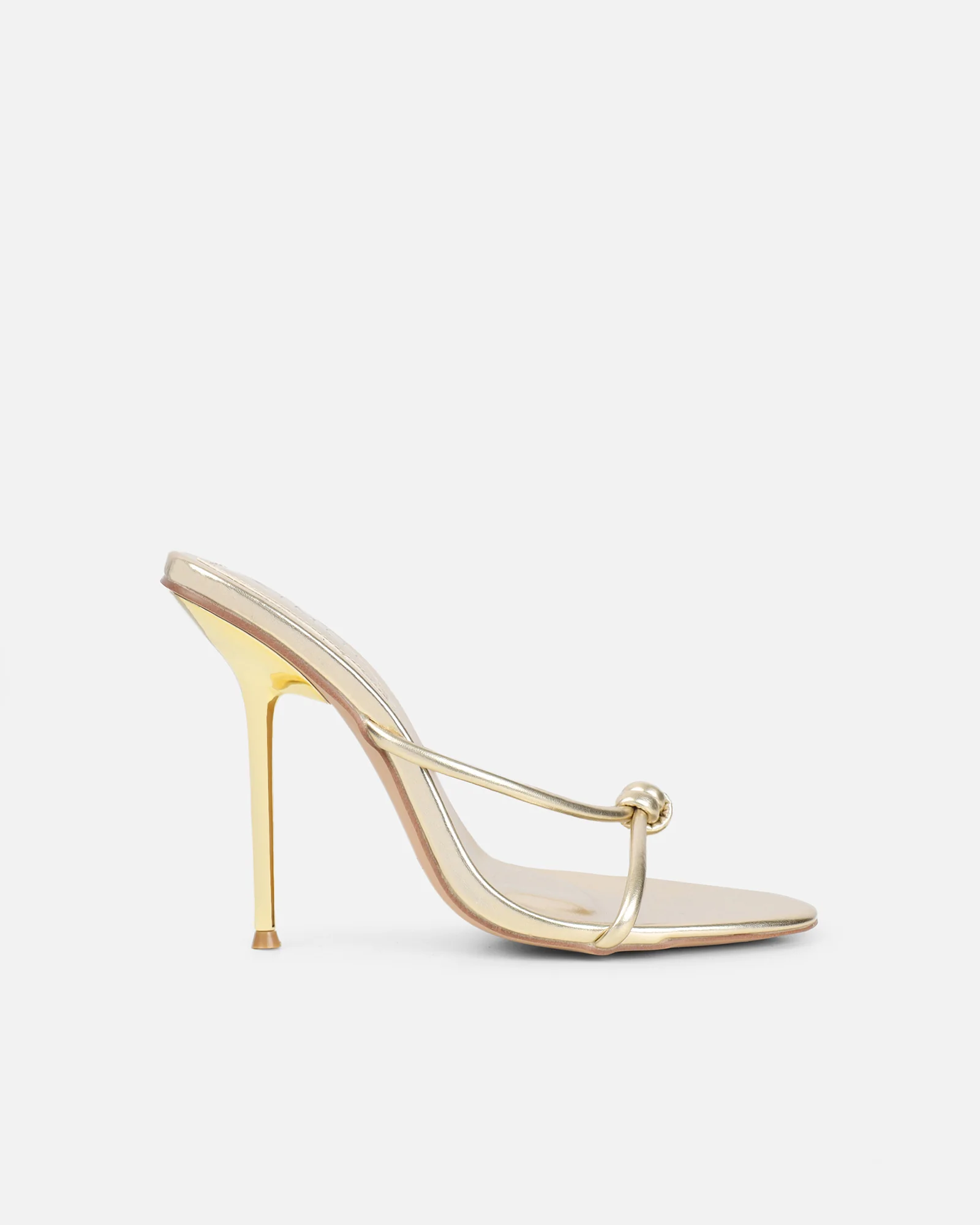 Louna Gold Metallic Twist Heeled Sandals - Image 2