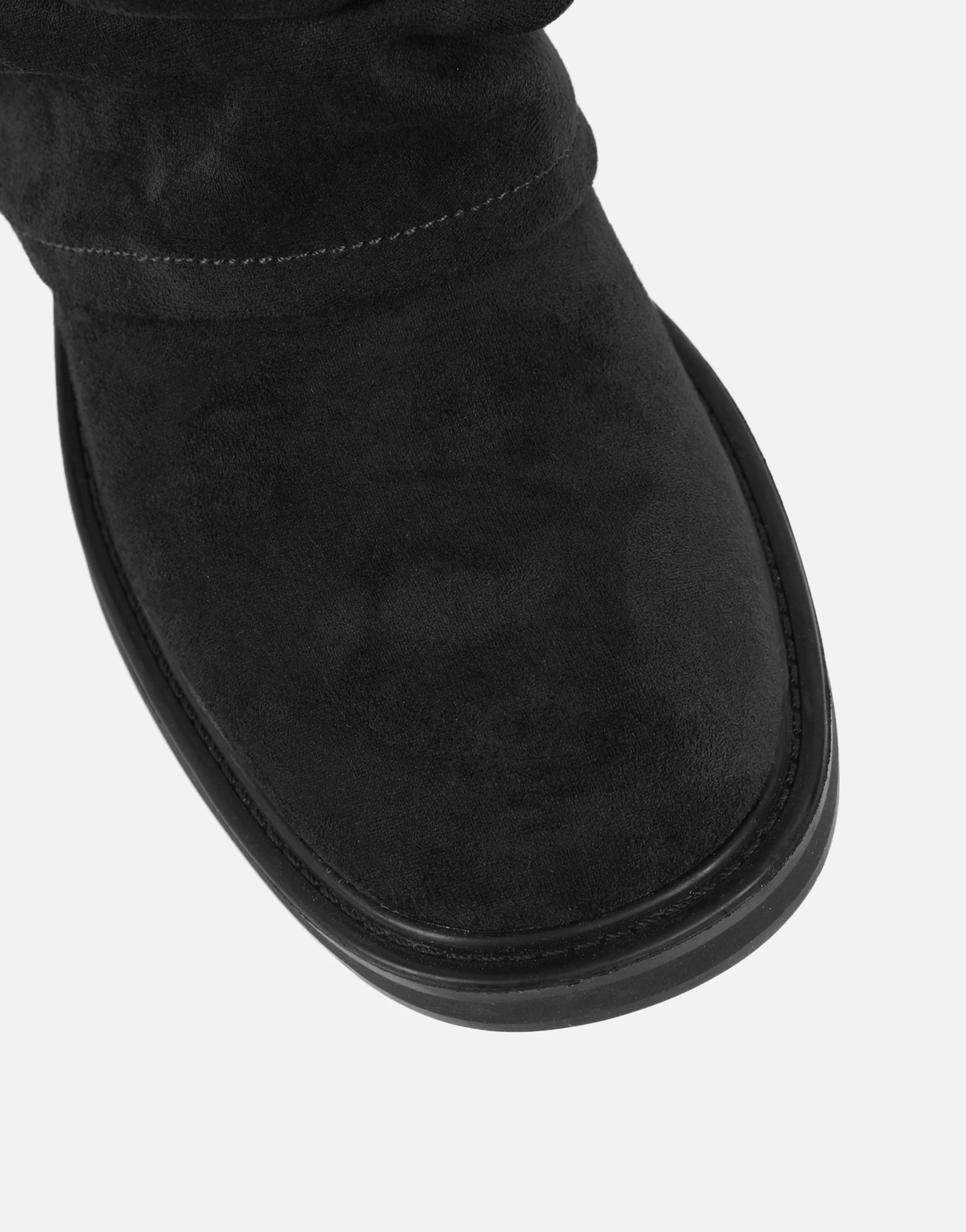 Lowry Black Suede Foldover Chunky Boots - Image 4