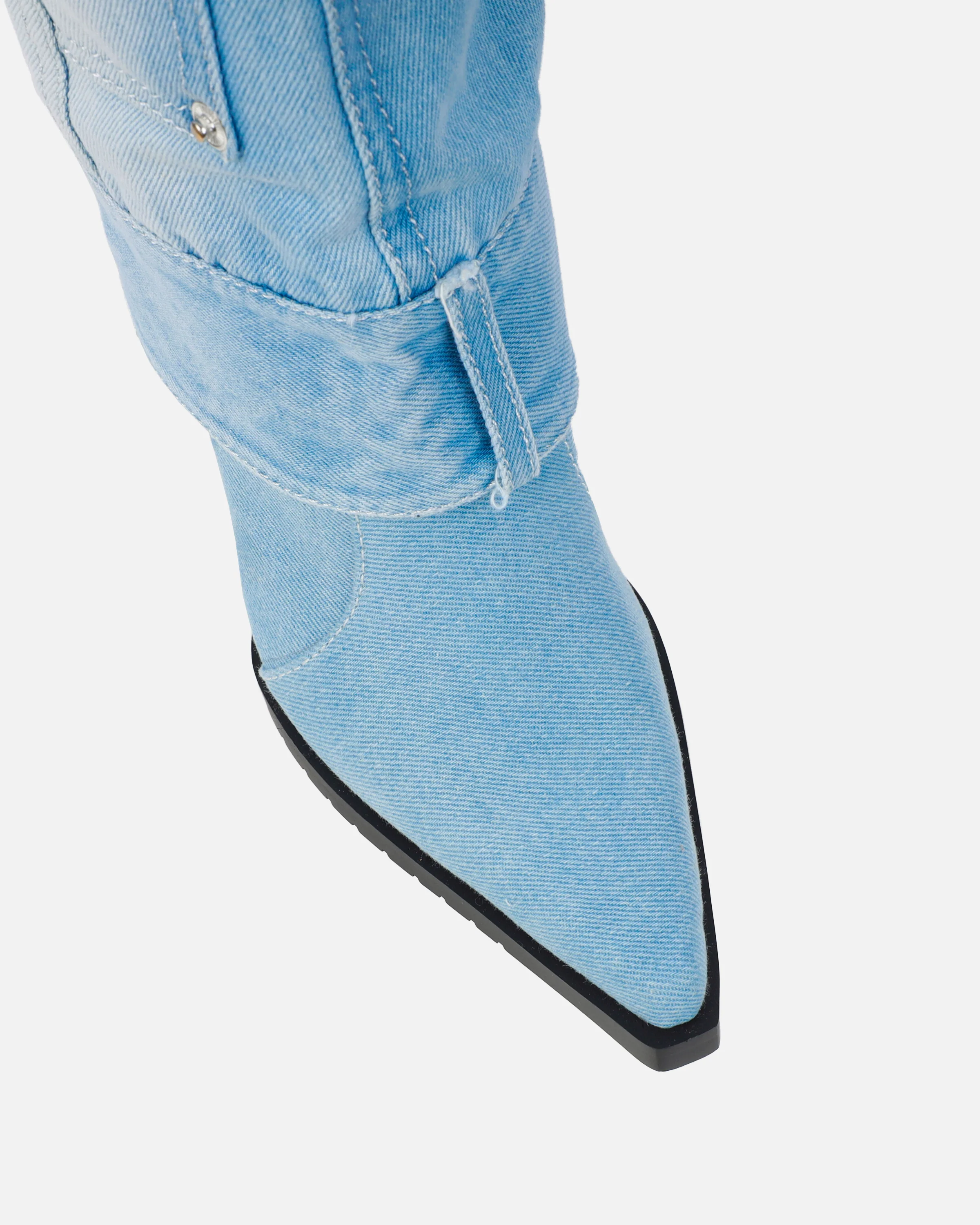 Lynxx Denim Blue Fold Over Western Boots - Image 4