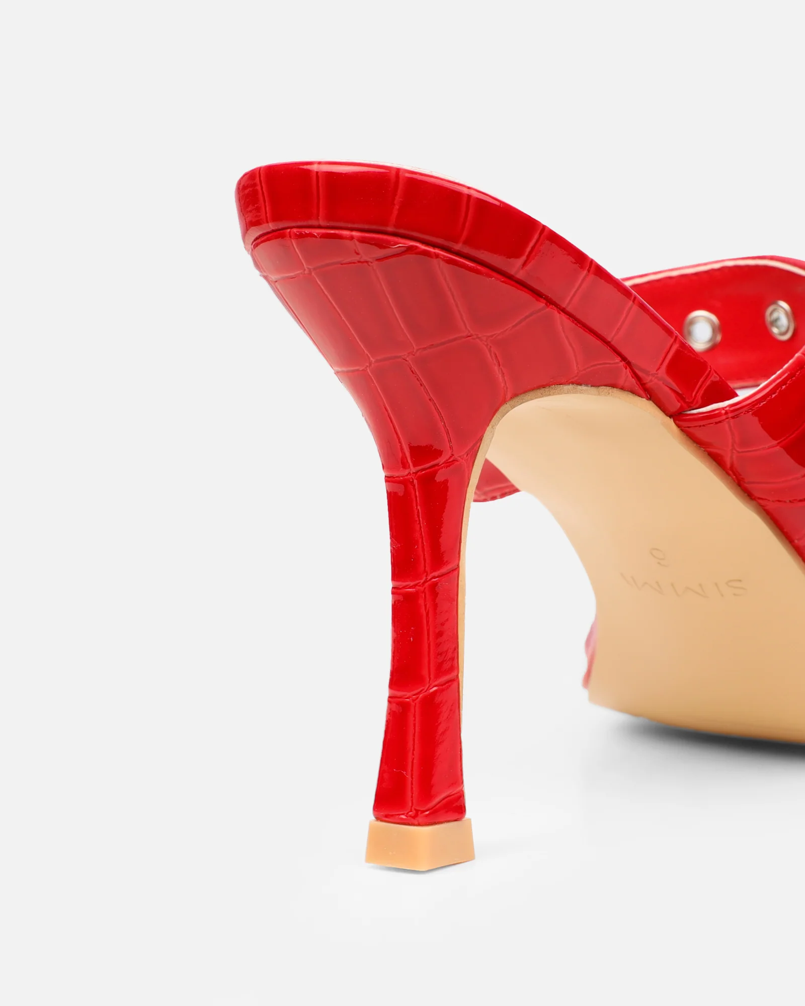 Magdalena Red Faux Croc Print Heeled Sandals - Image 3