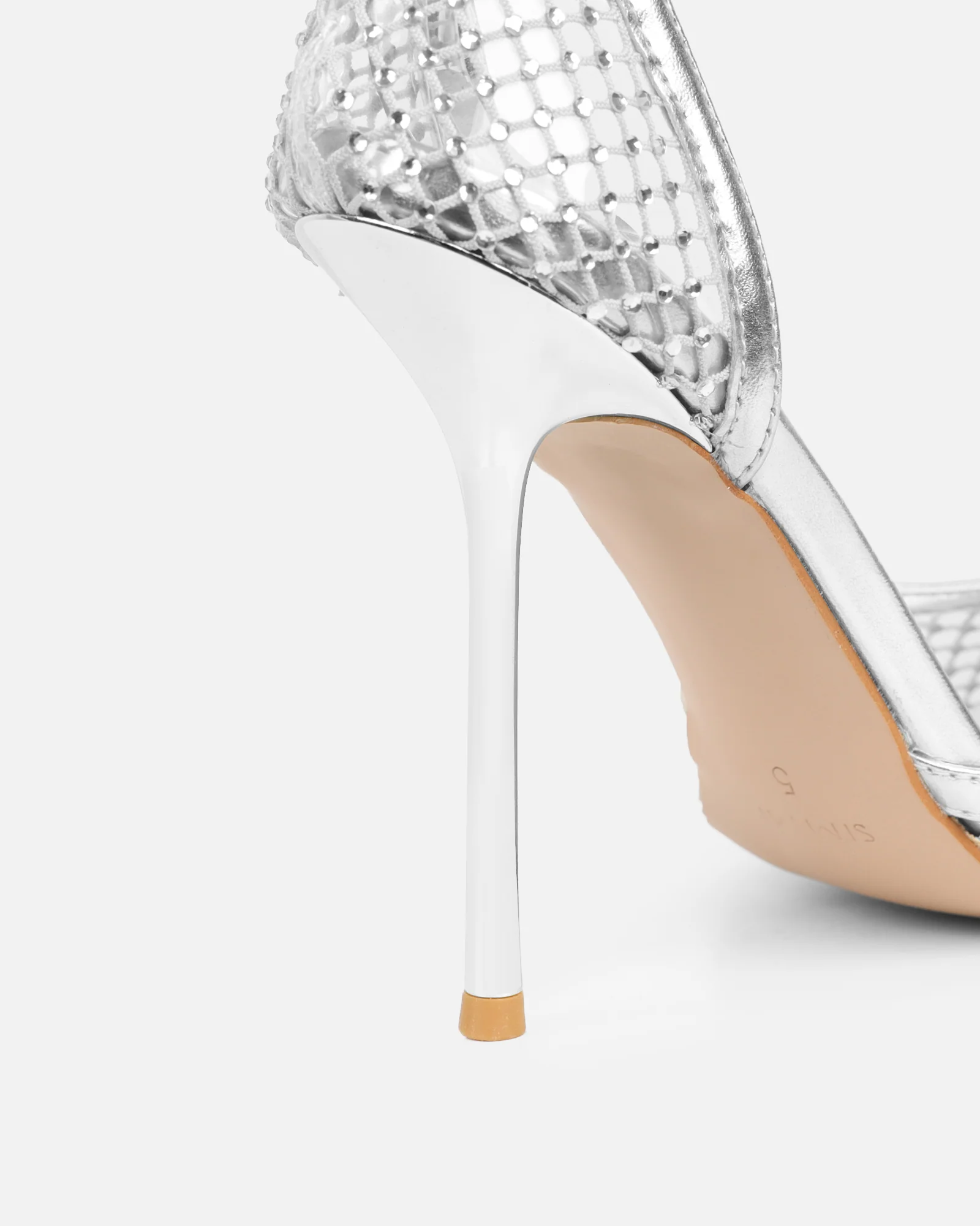 Manni Silver Mesh Diamante Heels - Image 3