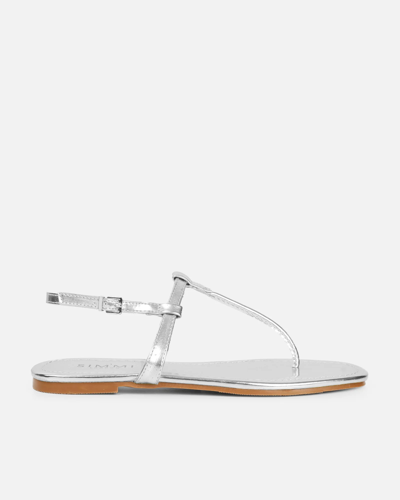 Martinez Silver Metallic Toe Post Flat Sandals - Image 2
