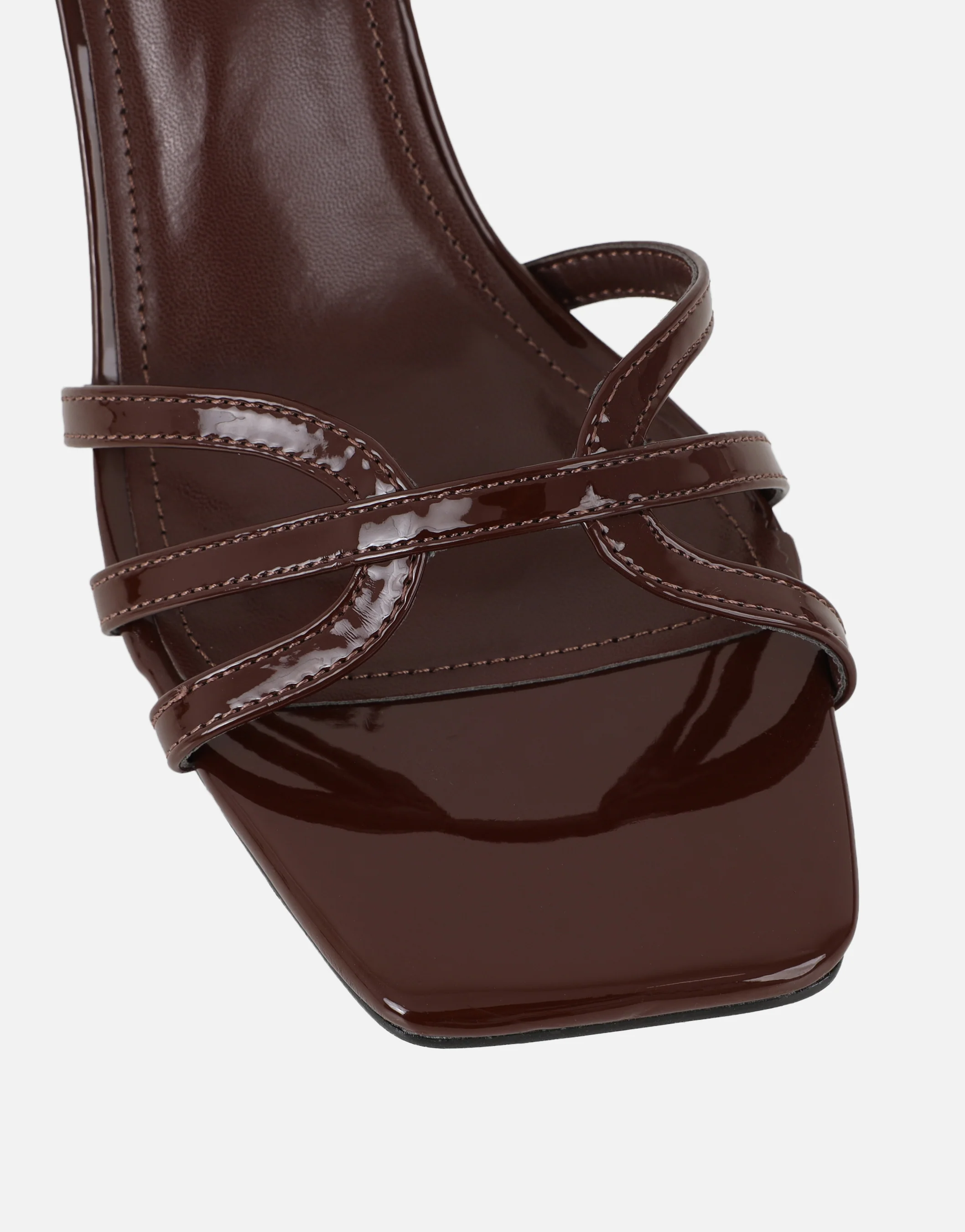 Meela Brown Patent Heeled Sandals - Image 4