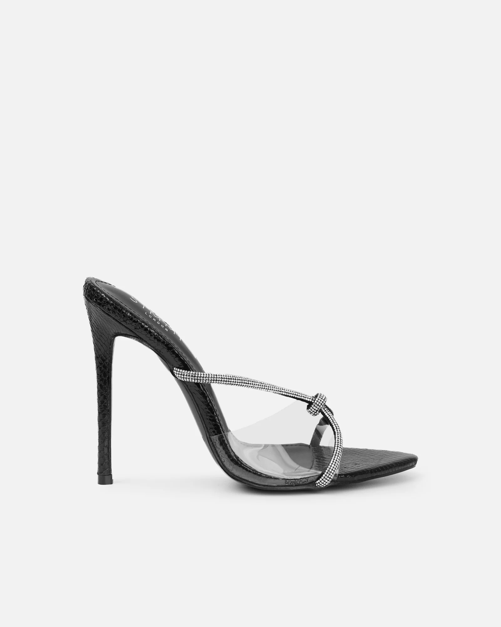 Meriel Black Snake Effect Stiletto Mules - Image 2
