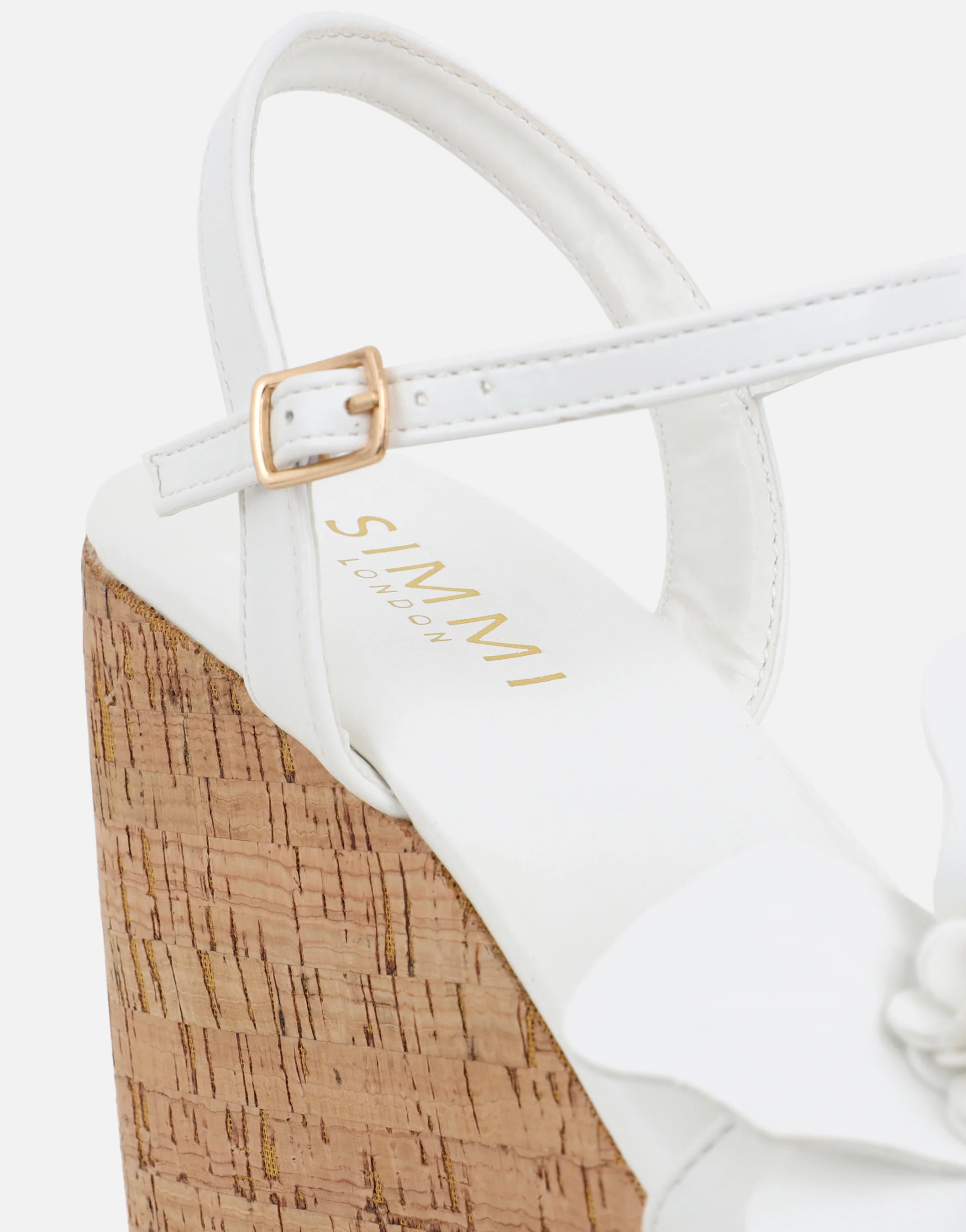 Mikaela White Flower Detail Heeled Wedge - Image 3