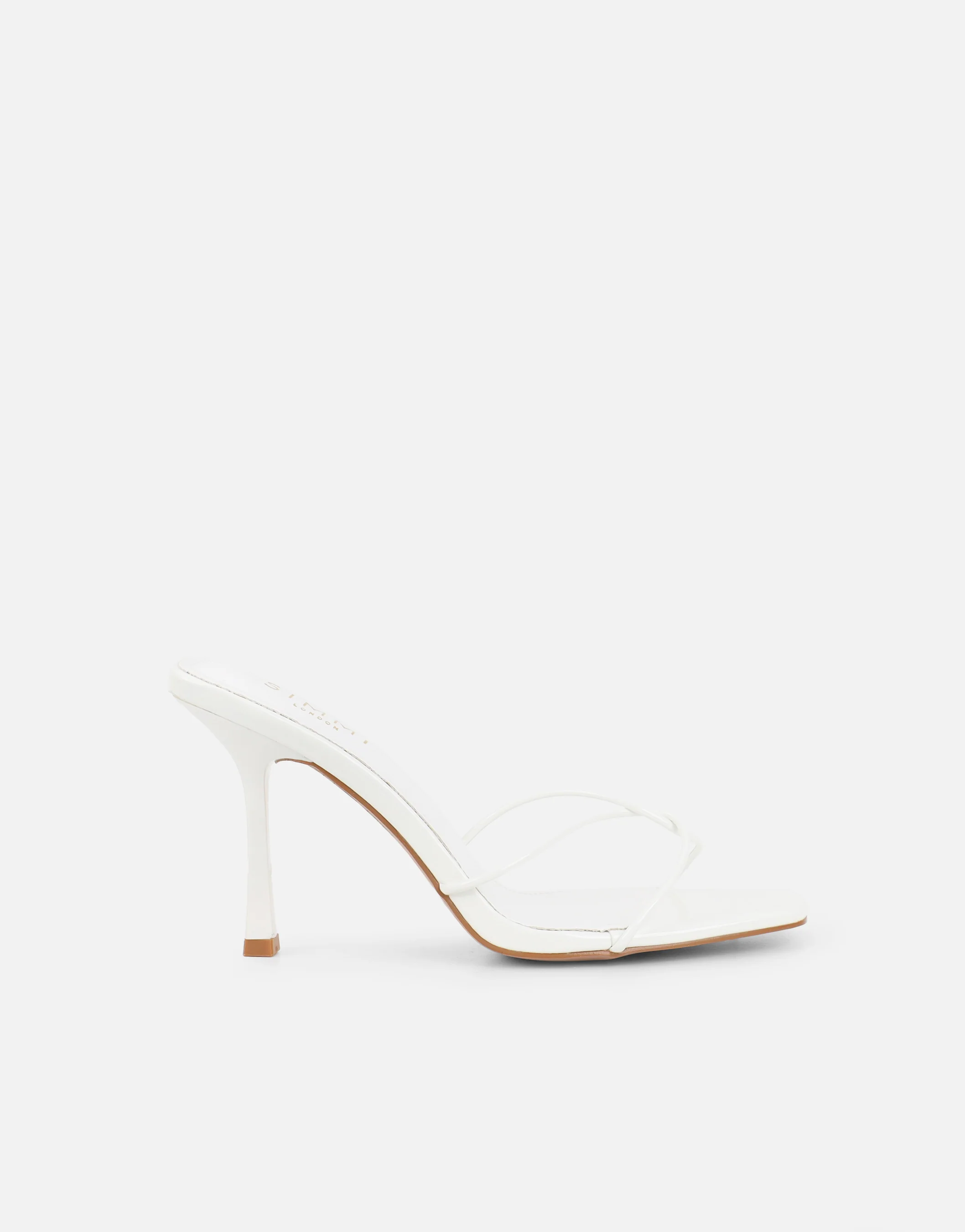 Mindy White Patent Heeled Mules - Image 2