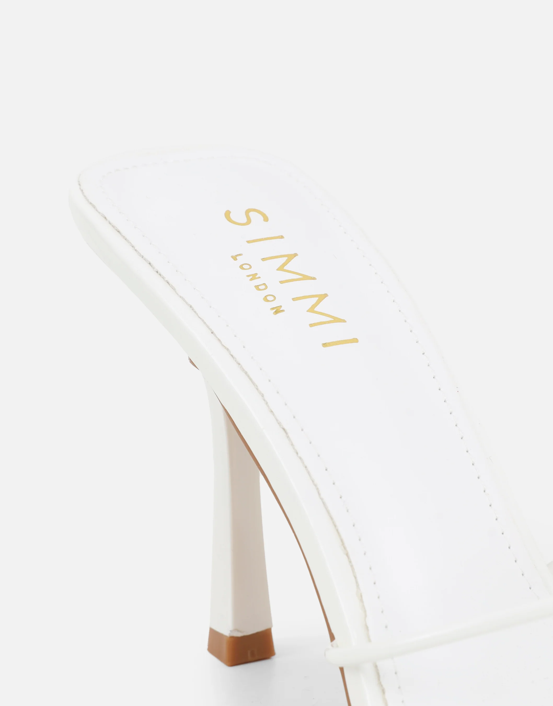 Mindy White Patent Heeled Mules - Image 3