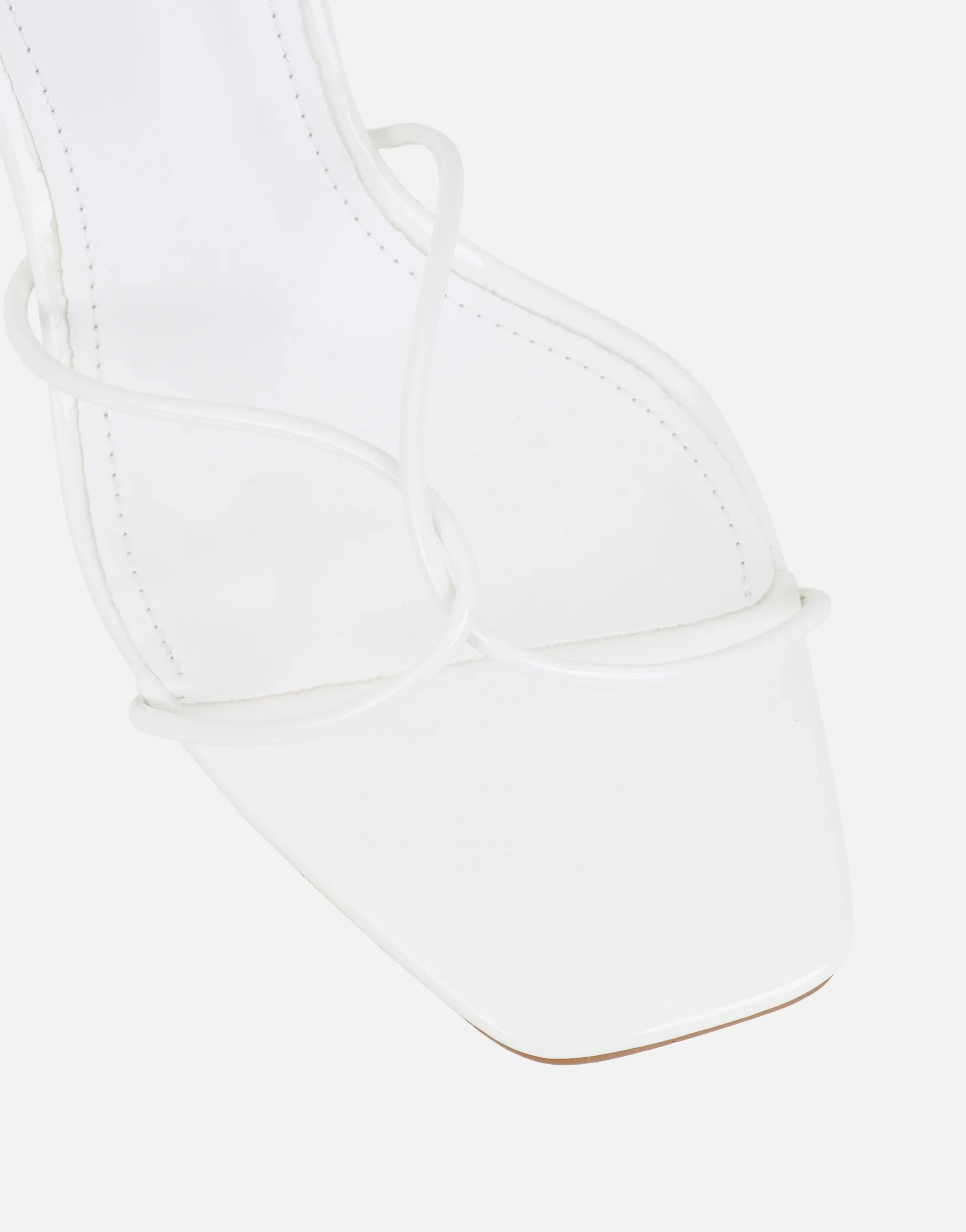 Mindy White Patent Heeled Mules - Image 4