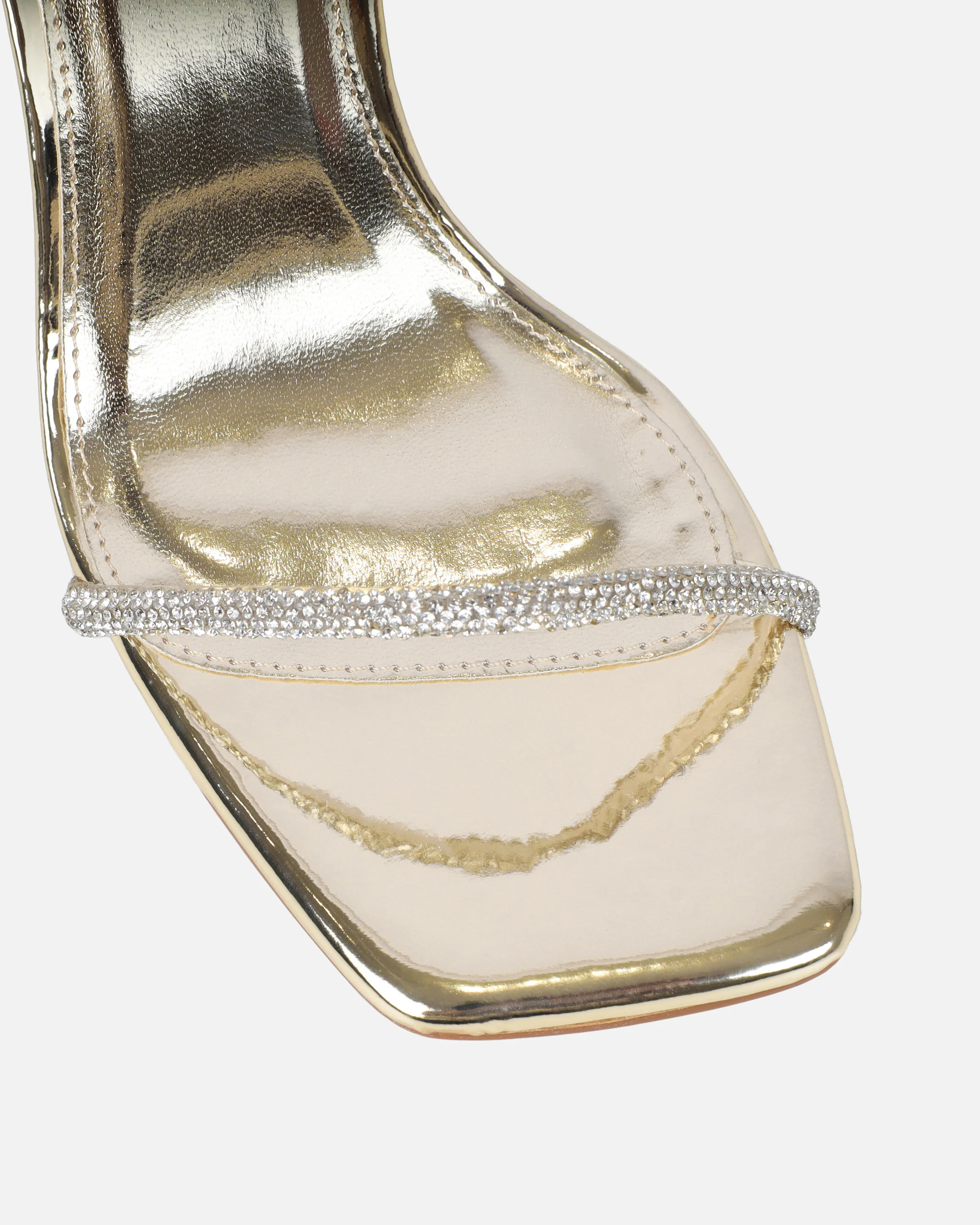 Mollie Gold Mirror Diamante Heeled Sandals - Image 4