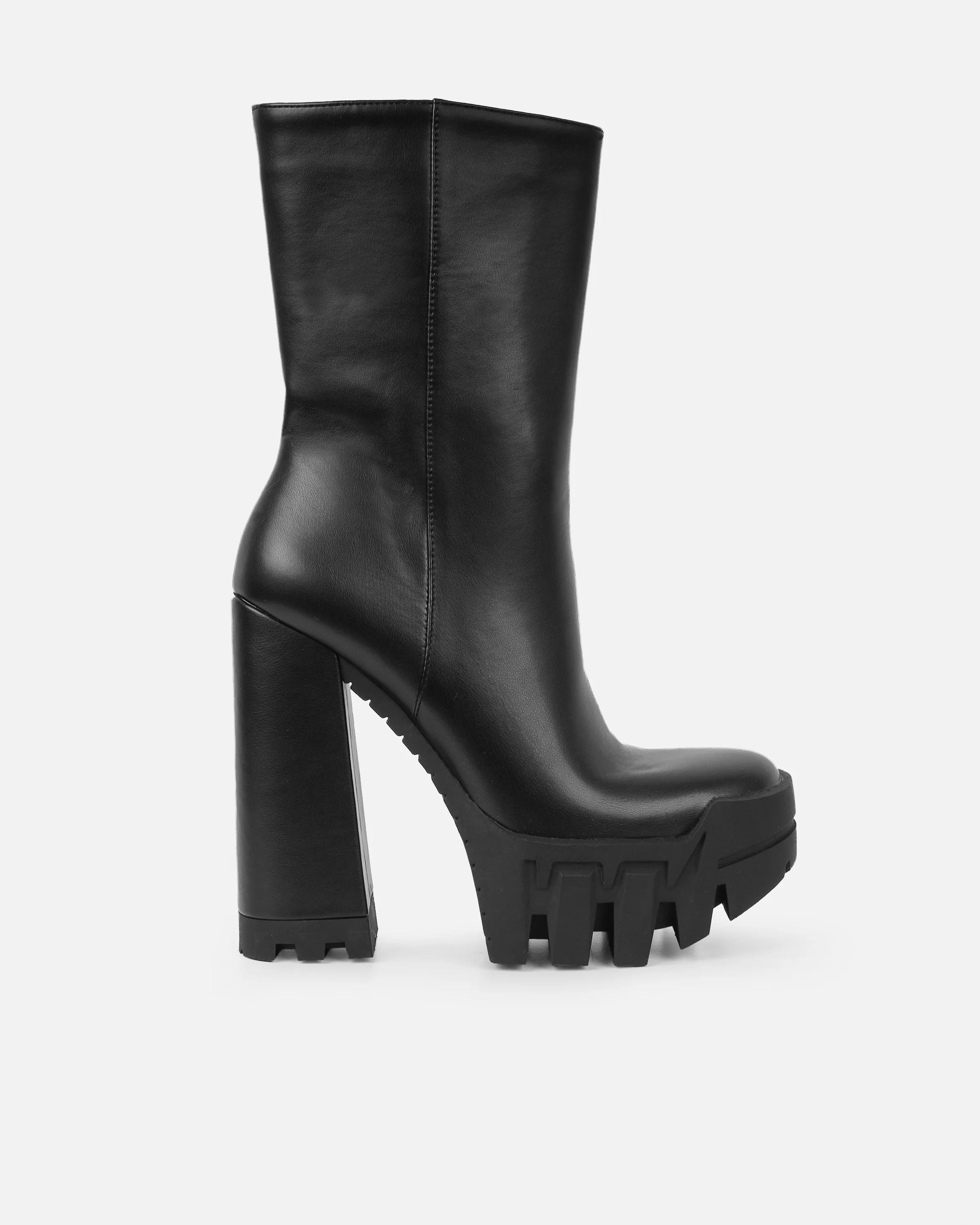 Murphie Black Chunky Platform Block Heel Ankle Boots - Image 2