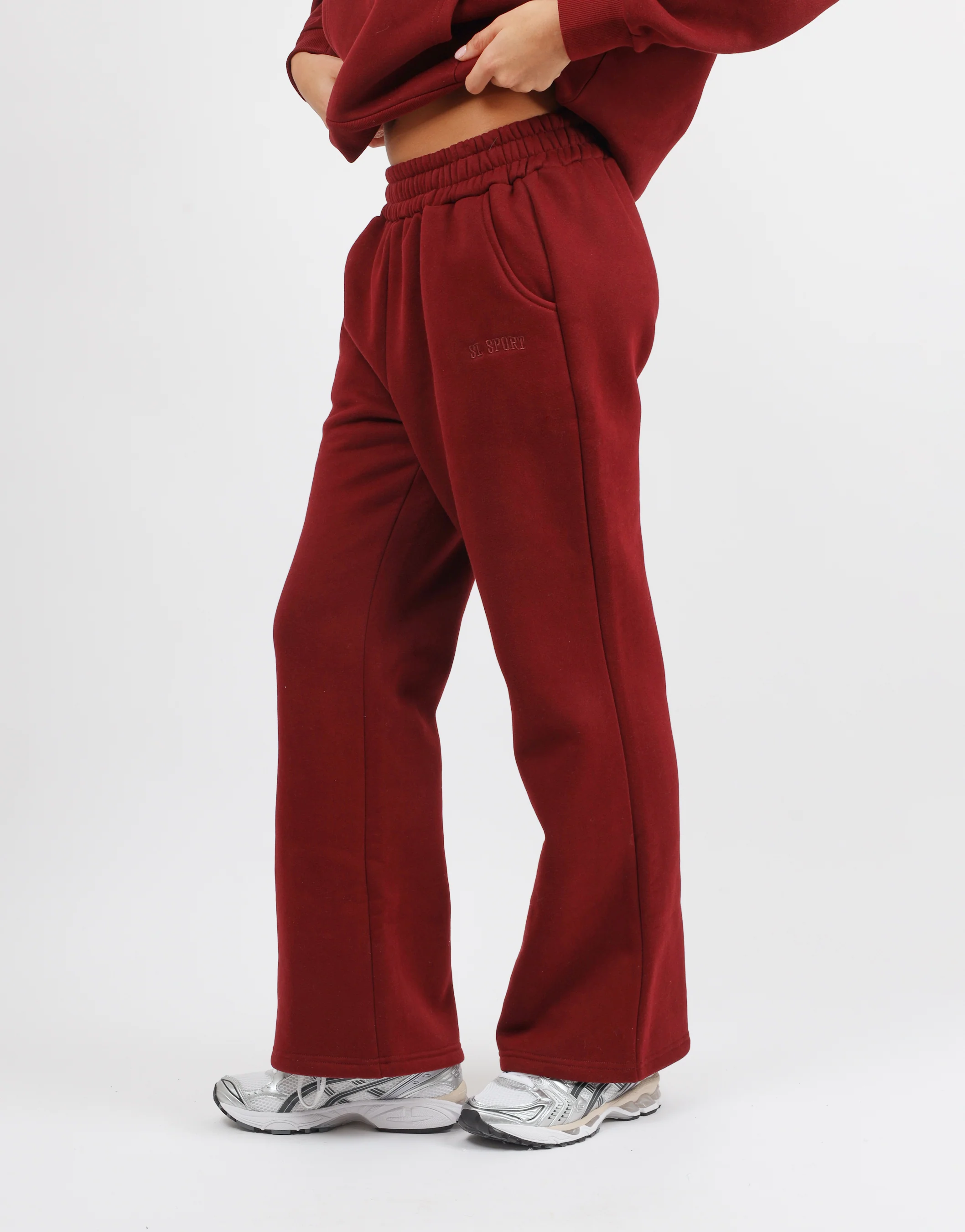 Myla Simmi Studios SL Sport Flared Joggers in Burgundy - Image 4